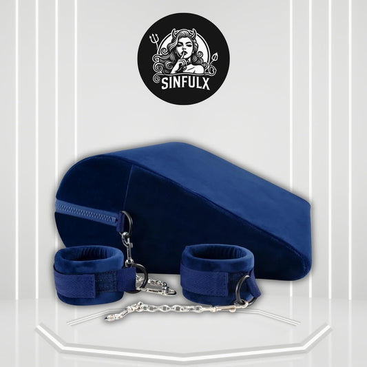 AzureRise Sex Position Pillow & BDSM Handcuffs | Blue - SinfulX -