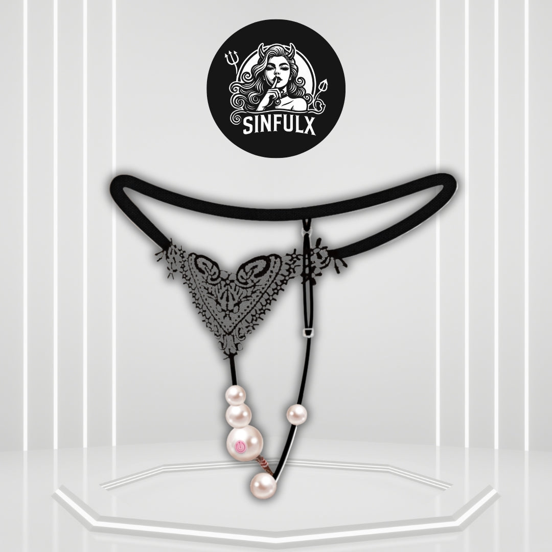 PearlVeil Vibrating Lace Thong | App Remote Panty Vibe