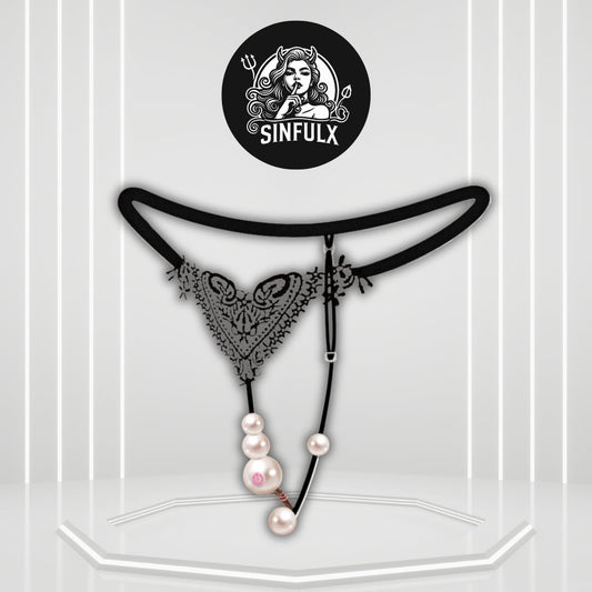 PearlVeil Vibrating Lace Thong | App Remote Panty Vibe