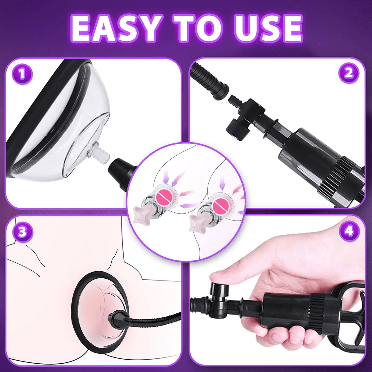 SilkenQuartet Pussy Pump & Nipple Sucker Kit | 4 Piece Set - SinfulX -