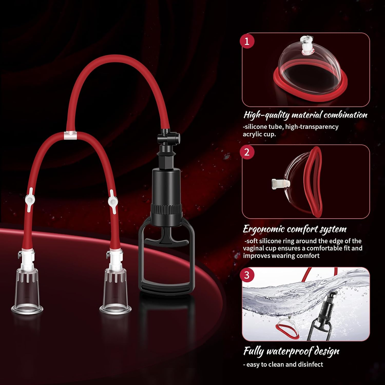 DualOpal Pussy Pump Set | 2 Pussy & 6 Nipple Cups, Dual Valve