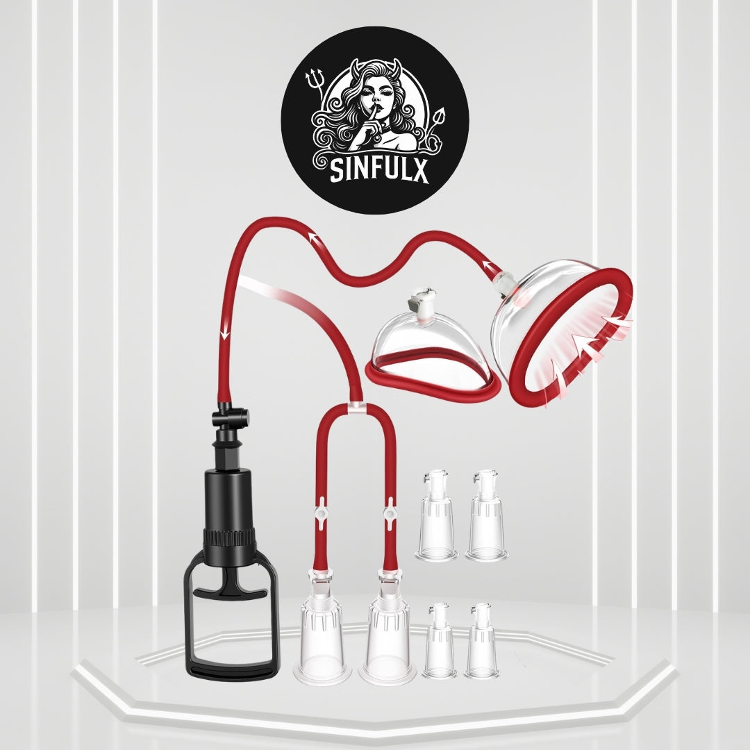 DualOpal Pussy Pump Set | 2 Pussy & 6 Nipple Cups, Dual Valve