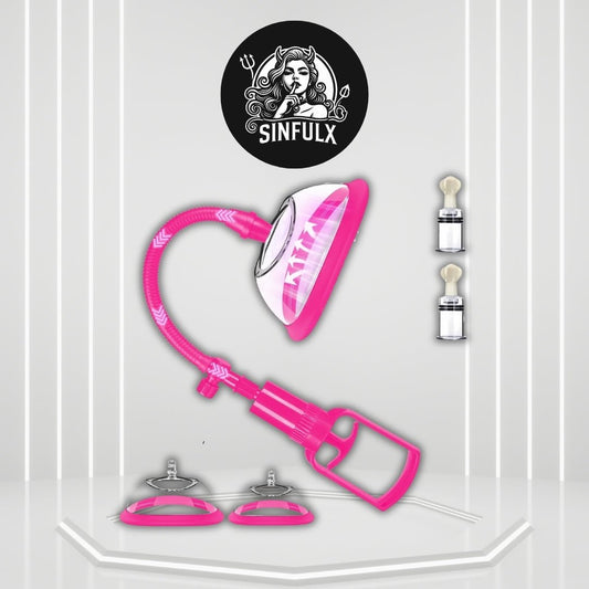 BlushCovet Pink Pussy Pump | Clitoral & Nipple Suction Set - SinfulX -