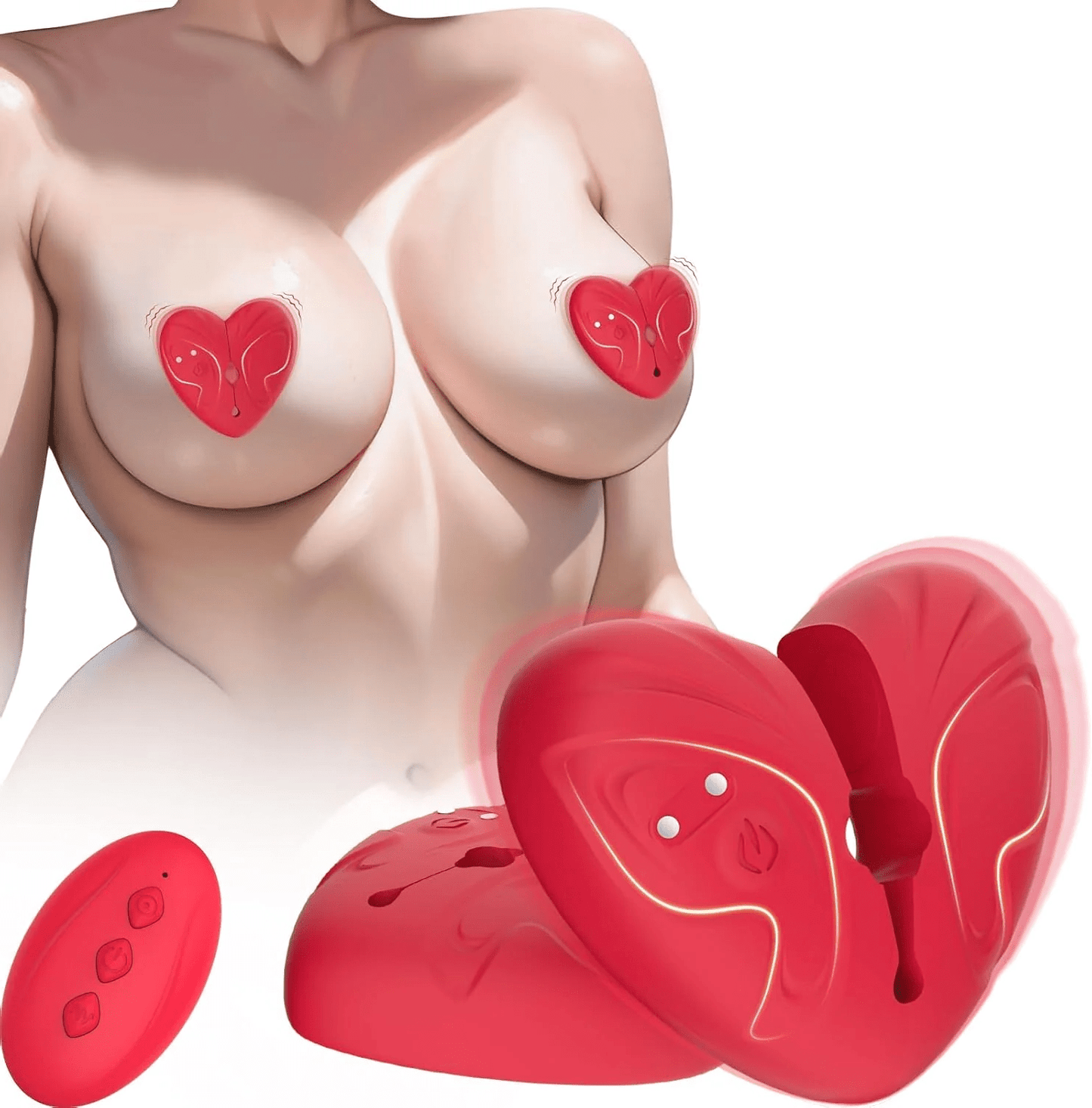 ButterflyX Remote Nipple Clamps Vibrator 10 Modes - SinfulX - 