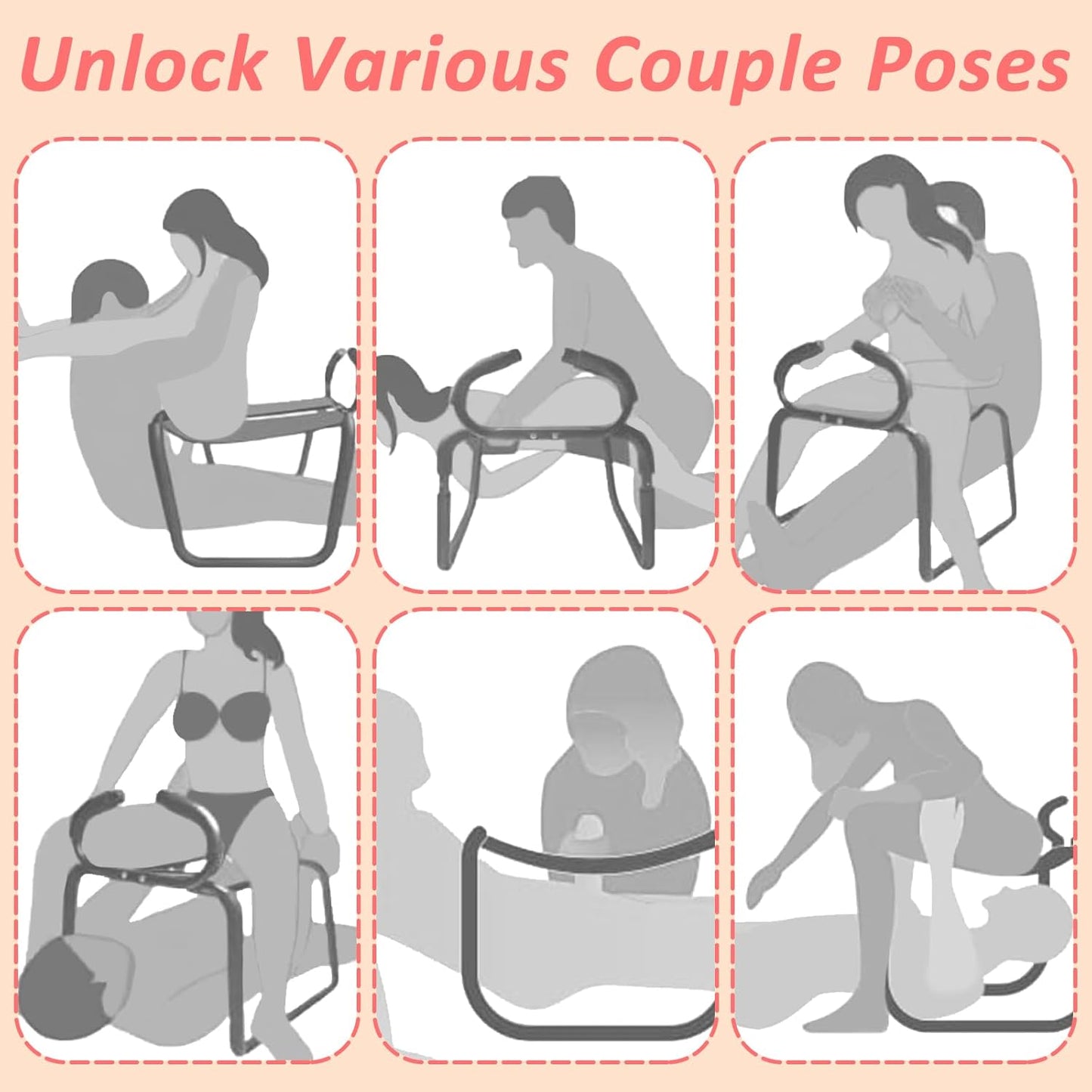 Sex Chair, Sex Position Enhancer Chair, Furniture Love Position Aids Chairs with Adjustable Handrail, Sex Bench for Couples - SinfulX - 