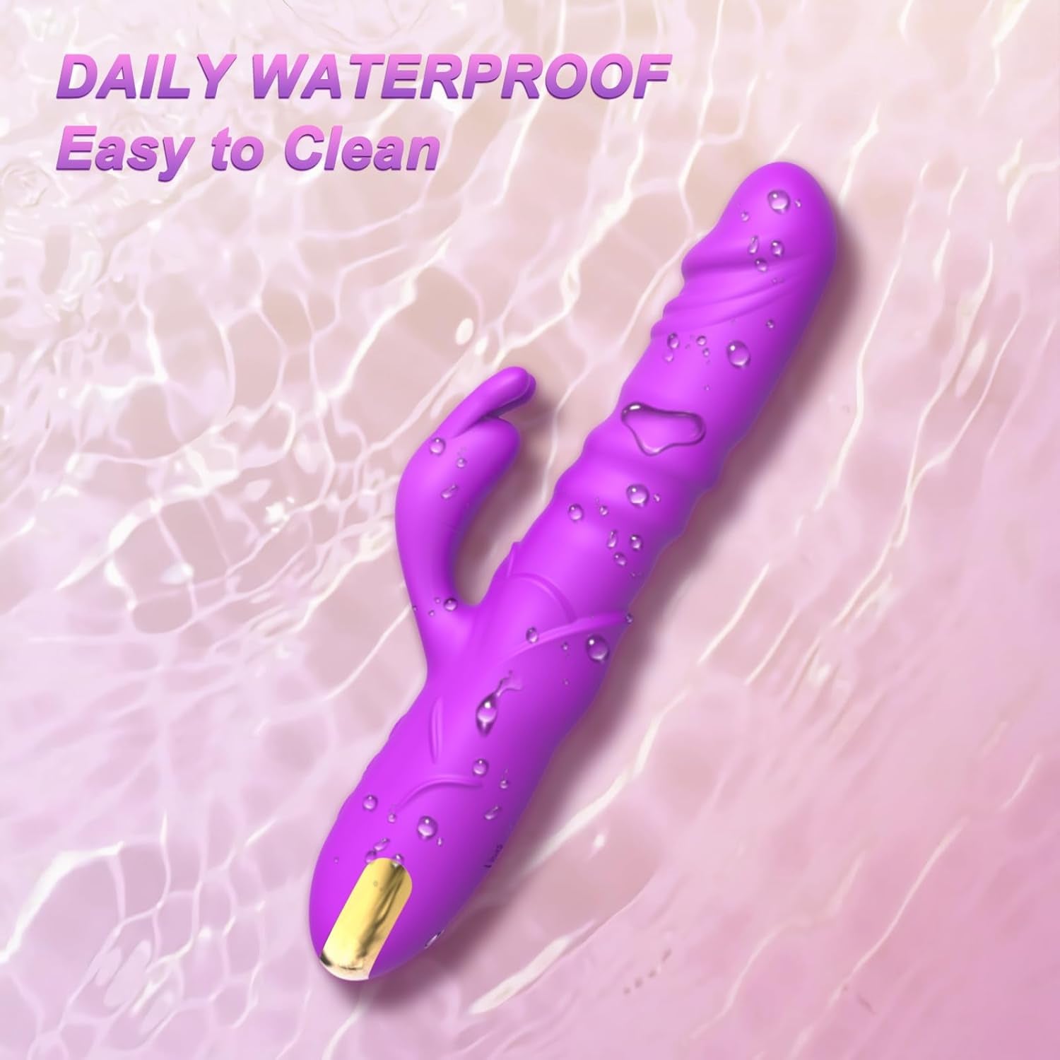 Dildo Thrusting Rabbit Vibrator, G Spot Clitoral Vibrator Dildos Waterproof & Rechargeable Realistic Silicone Vibrator with 3 Thrusting & 10 Vibrating Modes, Rose Sex Toys for Women