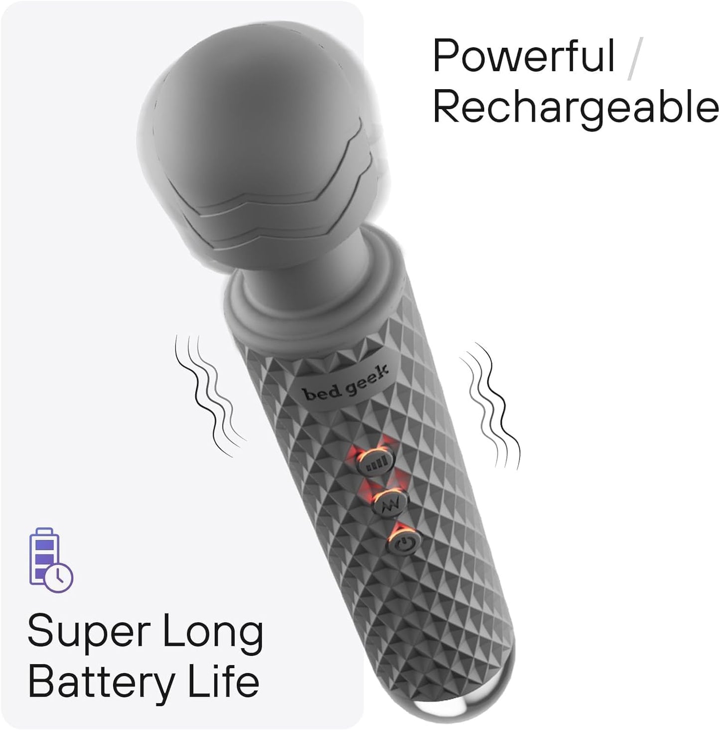 PrismWave Wand Vibrator 20 Patterns 8 Speeds Rechargeable - SinfulX - Personal Care > Sexual Wellness > Wand Vibrator