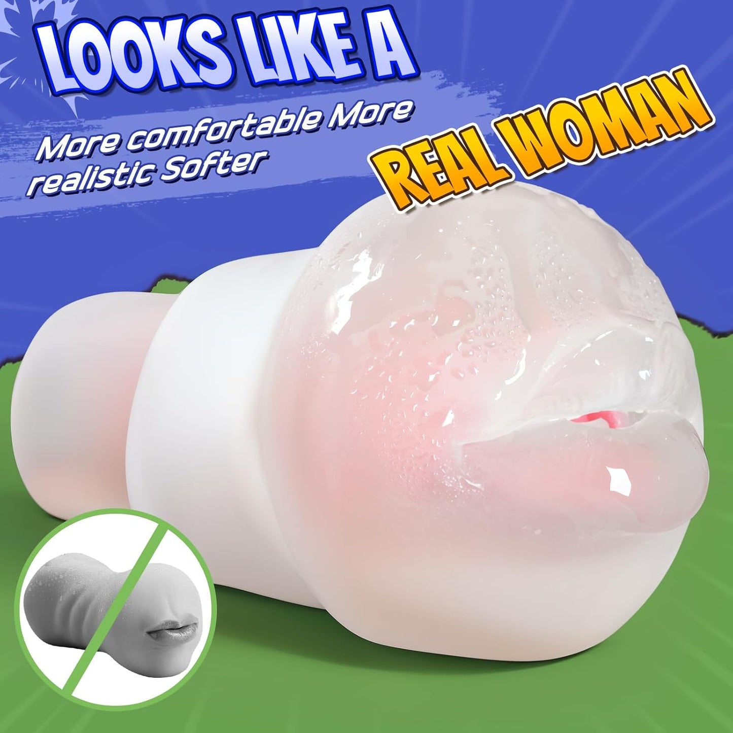 Pocket Pussy Sleeve Adapted to Any Penis Pump or Male Masturbator, Mouth Shaped, Adult Sex Toy, Washable and Portable, Clear (Red Tongue) - SinfulX - 
