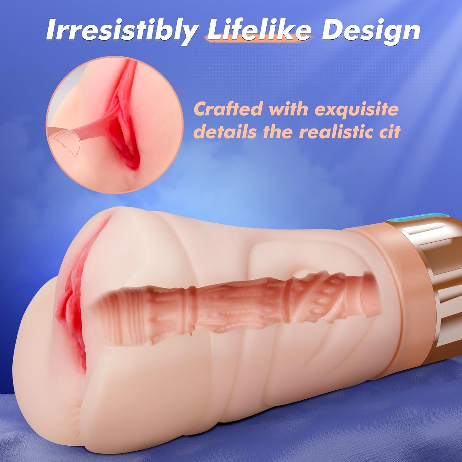 Realistic Pocket Pussy Male Masturbator - Sex Toys for Men with 10 Vibrating & 5 Sucking Modes, Vagina Textured 6.7" Depth Soft and Tight Texture, Penis Training Masturbators Adult Sex Toy - SinfulX - 