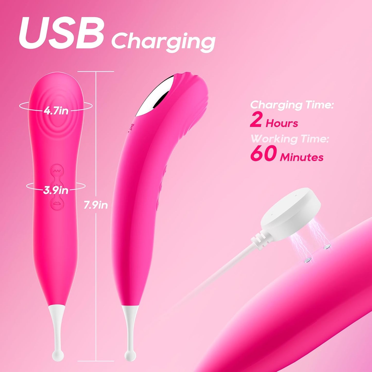 Clitoral Vibrator Sex Toys for Women, 5 in 1 Pinpoint Squirting Vibrator Wand, Clit G-Spot Anal Stimulator with 7 Vibration & Slapping, High Frequency Vibe Personal Massager Wand 3 Silicone Heads