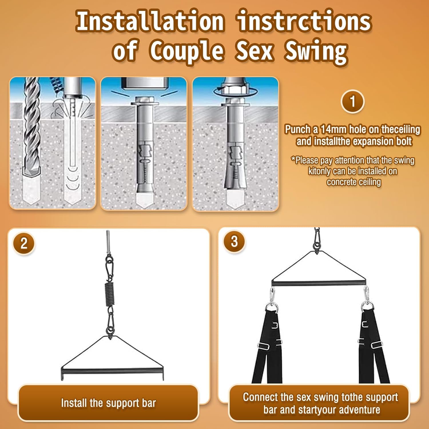 SpireX Spinning Ceiling Sex Swing 300lb Kit - SinfulX - Personal Care > Sexual Wellness > Sex Swing
