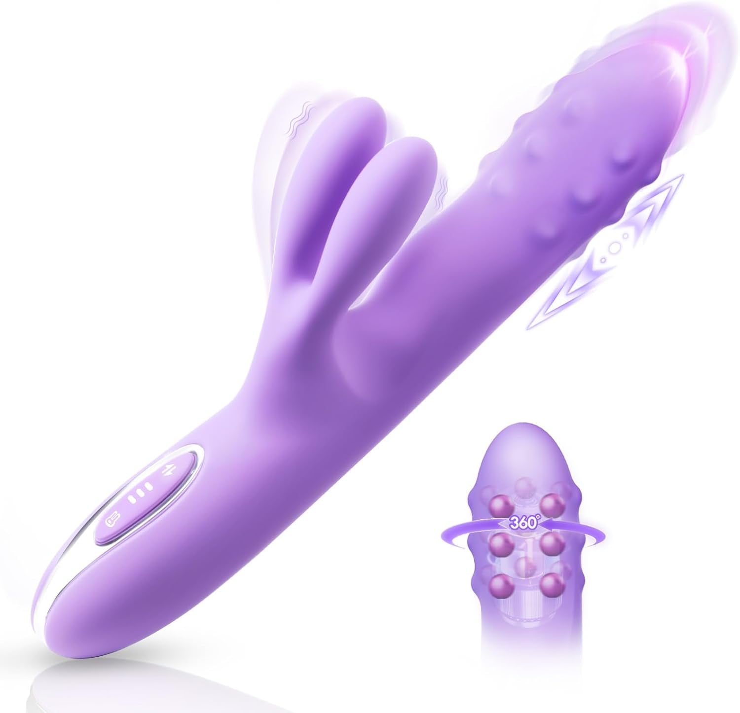 OrbitBead 360° Beads Thrusting Rabbit Vibrator 10 Modes Silicone - SinfulX - 