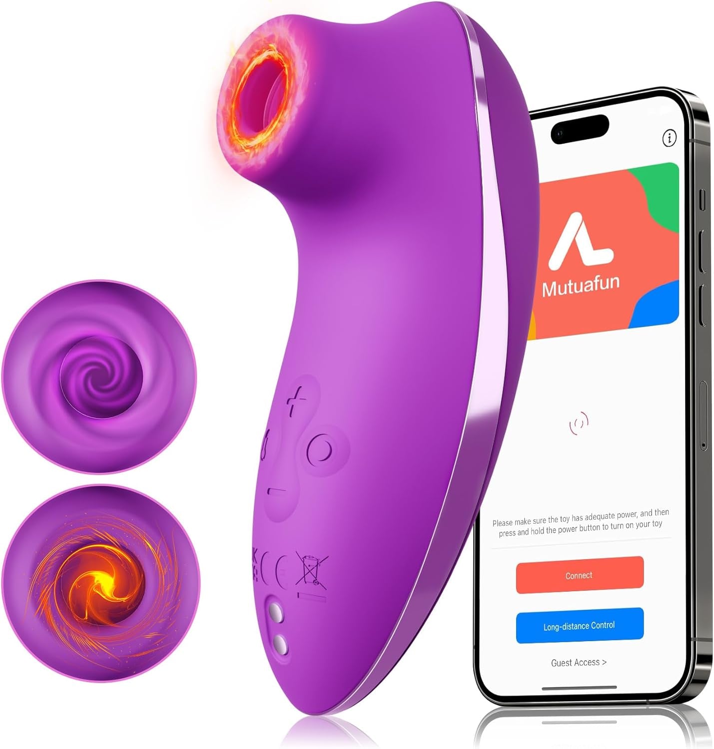 Sucking Vibrator Adult Sex Toys - Heating Rose Sucker APP Remote Control Clitoral Stimulator with 5 * 5 Suction,Waterproof Nipple Massager for Women Female Couples Solo/Partner Play - SinfulX - 