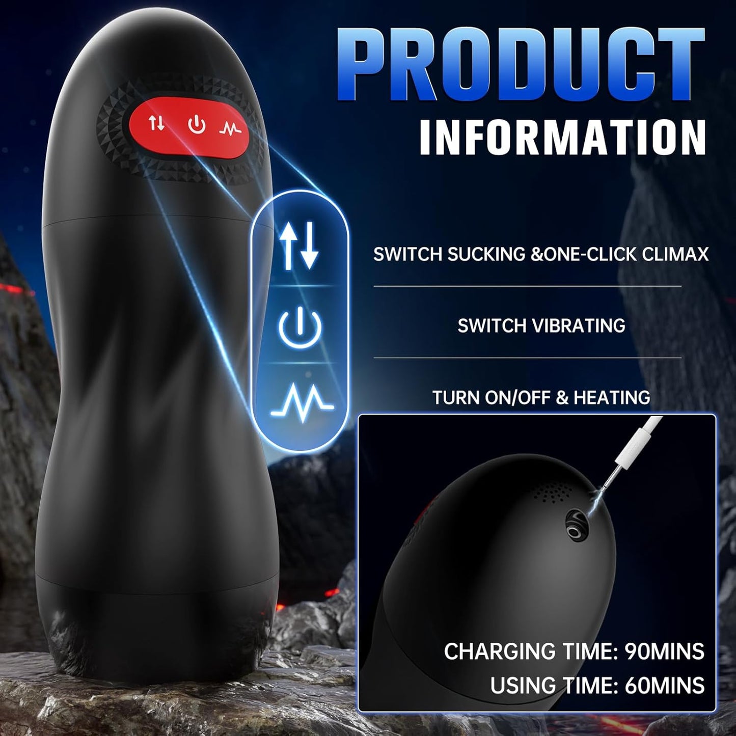 StormHeat APP Heating Male Masturbator Suction Pump 10 Vibration 9 Suction - SinfulX - Personal Care > Sexual Wellness > Male Suction Vibrator