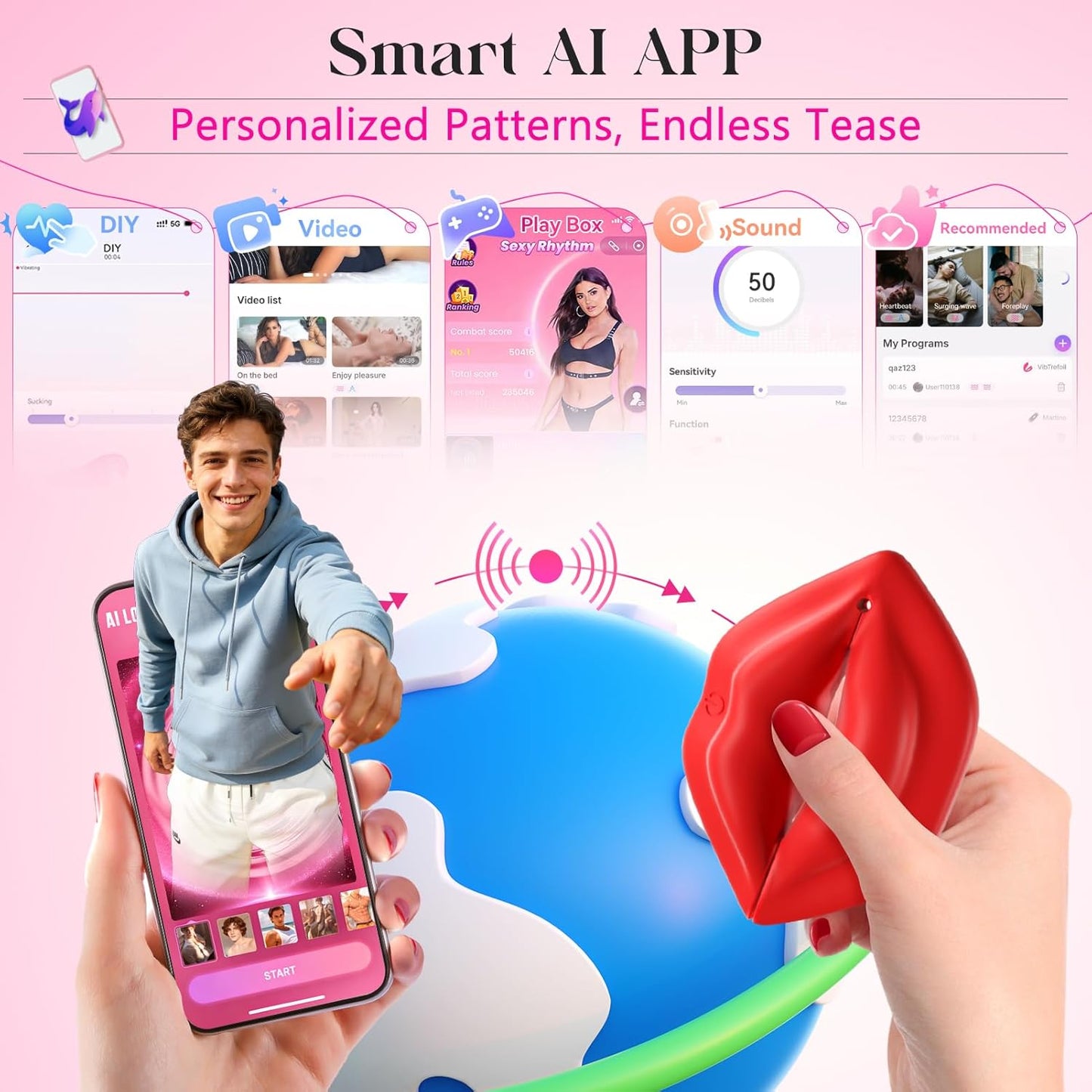 Nipple Clamps Sex Toys Vibrator - Upgrade Adjustable BDSM Nipple Toys with Al Interactive Vibrators,  Vibrating Nipple Clamps with Smart Al APP & Remote, Adult Toys & Games for Women Couples