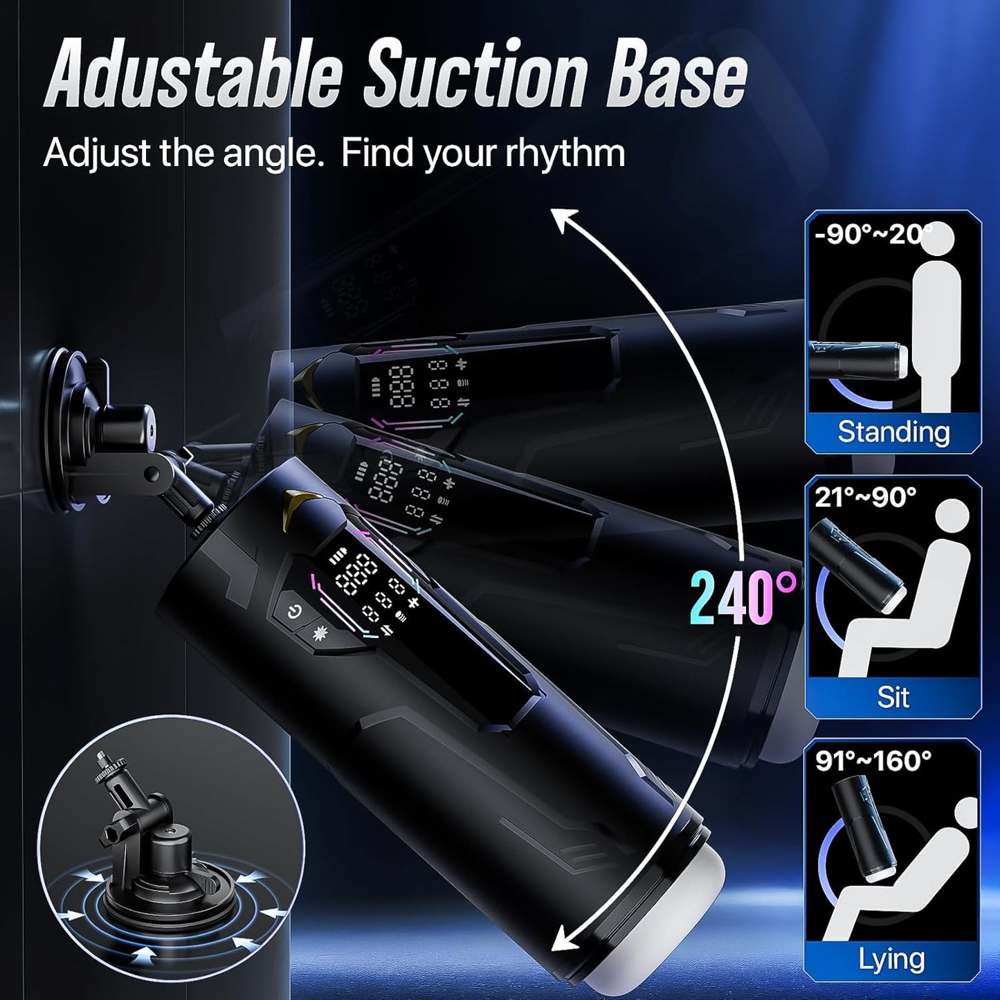 Sex Toys for Men Male Masturbator - AI APP Pocket Pussy Mens Sex Toy with 8 Sucking & Thrusting & Vibrating, Adult Toys Penis Pump Male Stroker, Sex Machine LCD Display & Suction Base - SinfulX - 