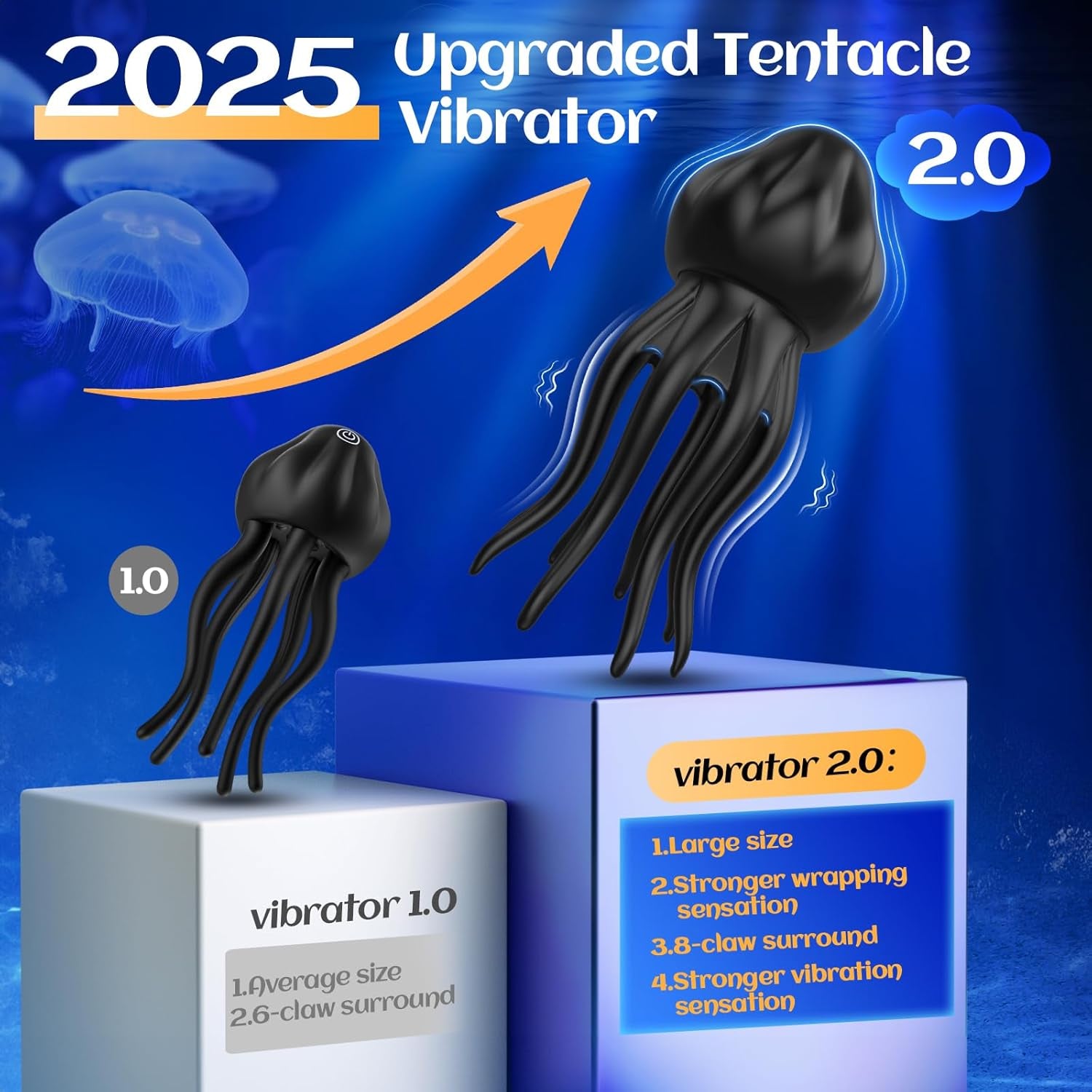 Sex Toys for Men Penis Vibrator - Upgraded Larger Male Masturbator Sex Toy with 10 Powerful Vibrating Modes for Penis Clit Nipple Stimulation, 8 - Tentacle Full Wrapping Adult Mens Sex Toys - SinfulX - 
