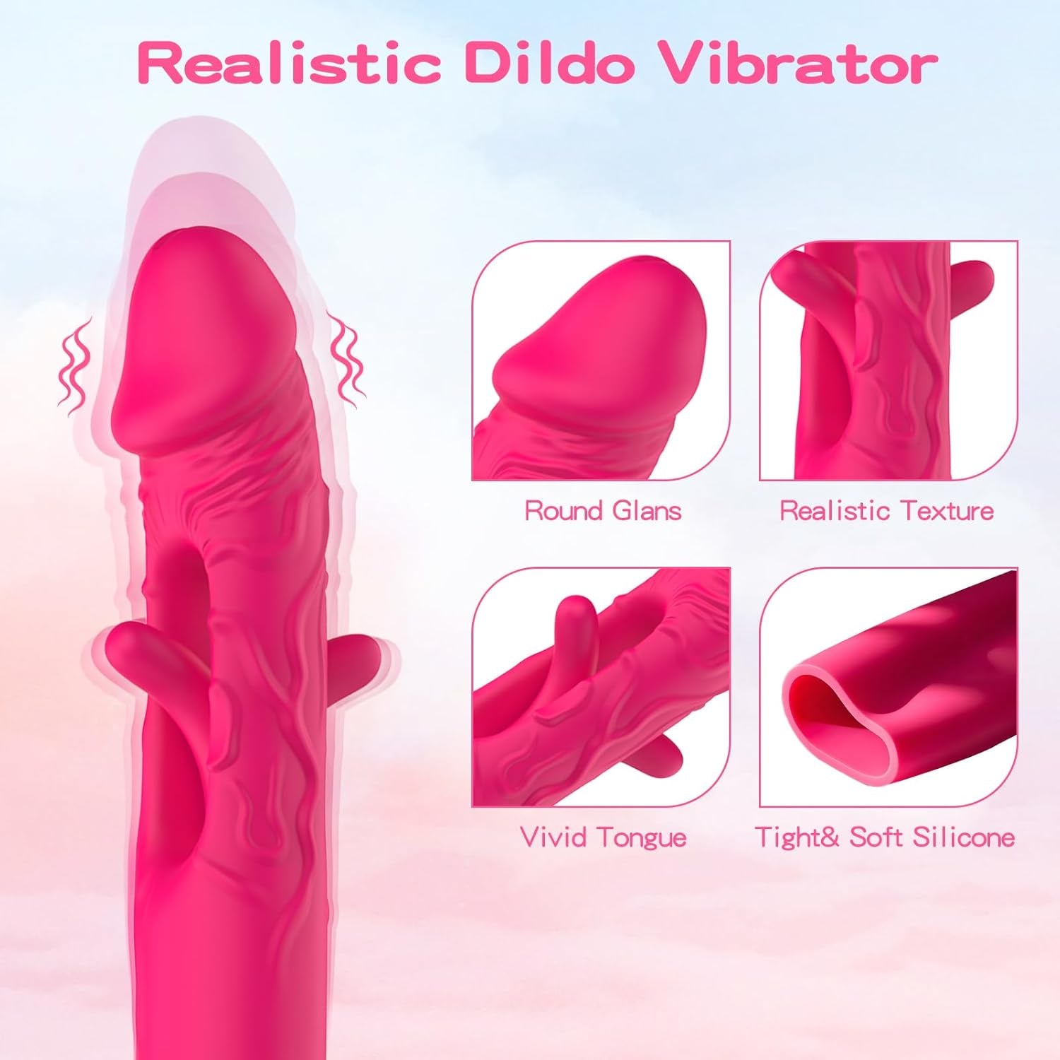 Thrusting Dildo Vibrator with Suction Holder - Sex Machine Adult Sex Toys | Automatic Dildos Vibrator with Tongue Flapping & Thrusting & Vibrating, Anal/G Spot Thrusting Machine for Women Men Couple - SinfulX - 