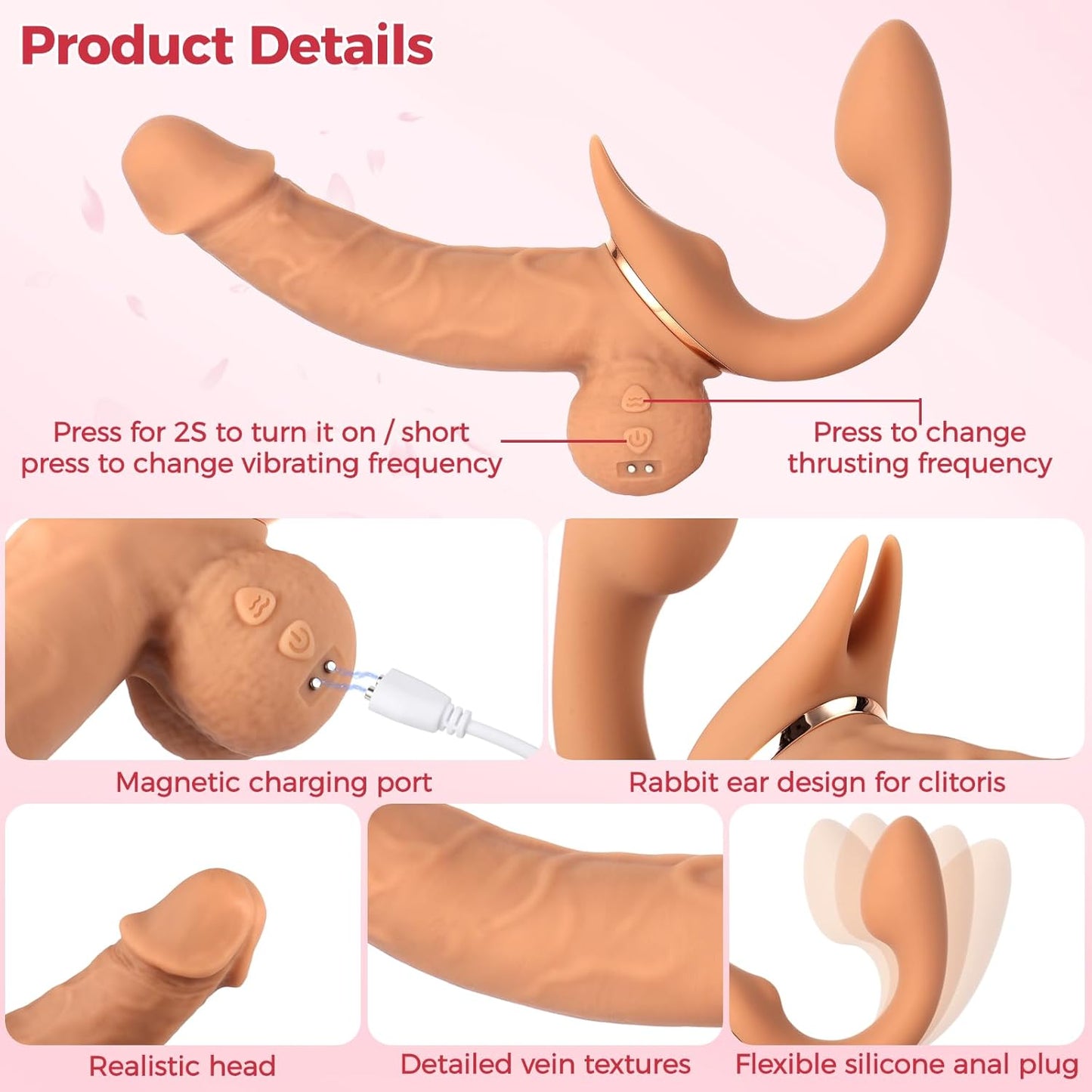 FlexRide Strapless Strap On Thrusting Vibrator - SinfulX - Personal Care > Sexual Wellness > Strapless Strap - On