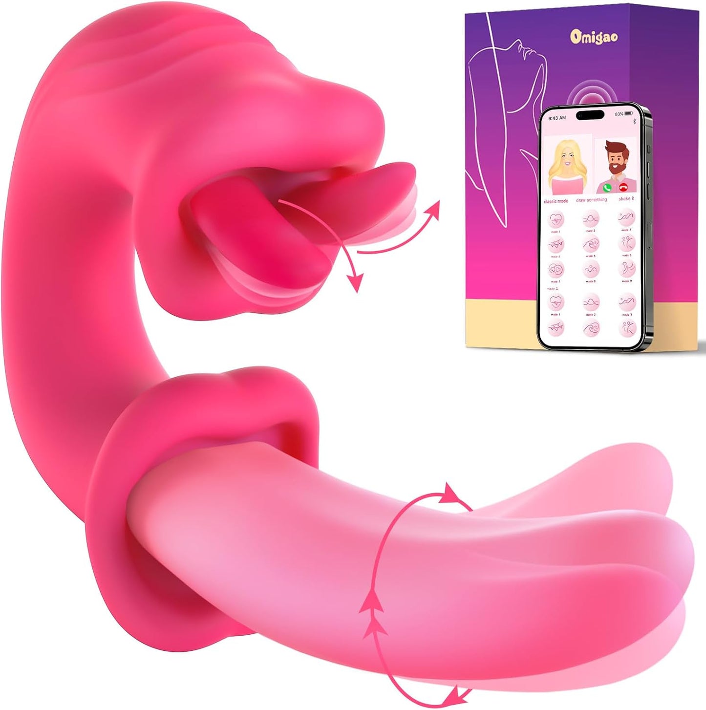 LunexaSync App Tongue Vibrator 20 Modes G - Spot Clit Toy - SinfulX - Personal Care > Sexual Wellness > Tongue Vibrator