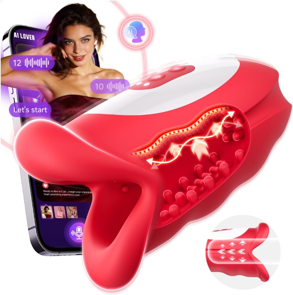 Male Sex Toys for Men – Waving Motion Male Maturbator, Hollow Out Design Male Sex Toy with AI APP for 10 Waving & 10 Vibrating in 3 Motors for 360° Blowjob Stroker Vibrator, Adult Sex Toy for Gay Men - SinfulX - 