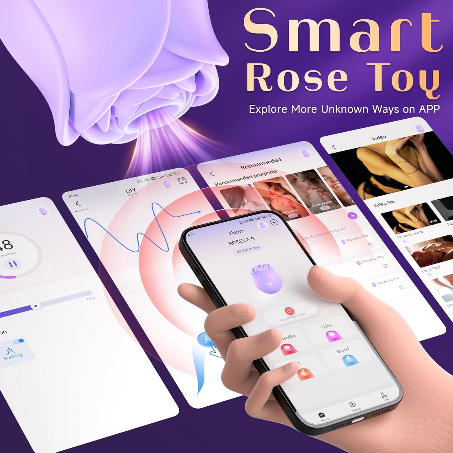 Sucking Vibrator Rose Sex Toy - Vibrator Sex Toys Adult Toys with 10 Suction Vibrators Clitoral Vibrater Clit Sucker Couple Female Women Adult Sex Toys & Games Jewelry - SinfulX - 