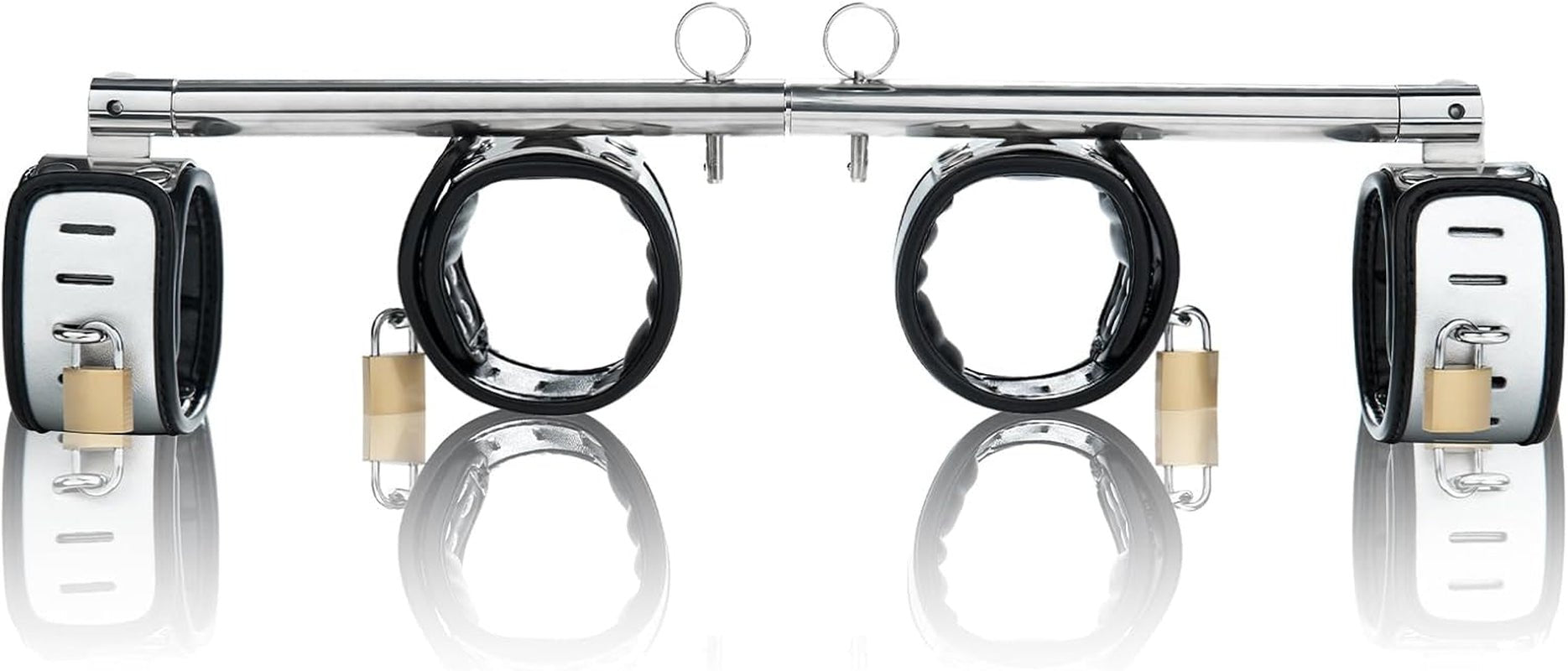 Spreader Bar Heavy Duty Swiveling Stainless Steel Bar Home Gym Equipment with 4 Furry PU Adjustable Cushioned Straps for Fitness Training, Pilates and Yoga Accessories Kit. - SinfulX - 