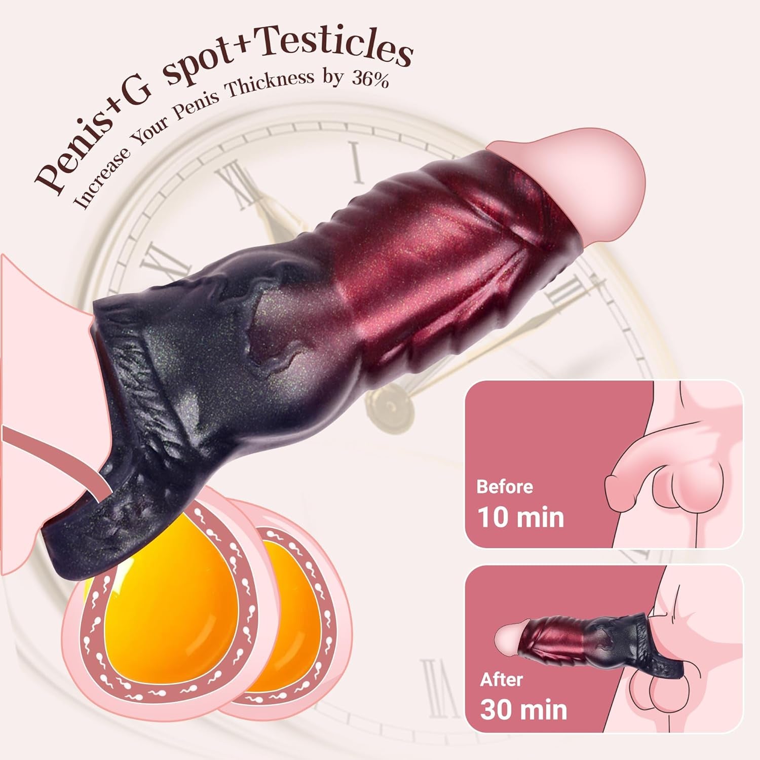 Knot Penis Sleeve Cock Sleeve, Cock Ring Penis Extender Ultra - Soft Penis Enlarger for Couples, Delay Ejaculation Stronger Erection Enhancement, Silicone Penis Rings for Testicles G Spot Stimulation - SinfulX - 