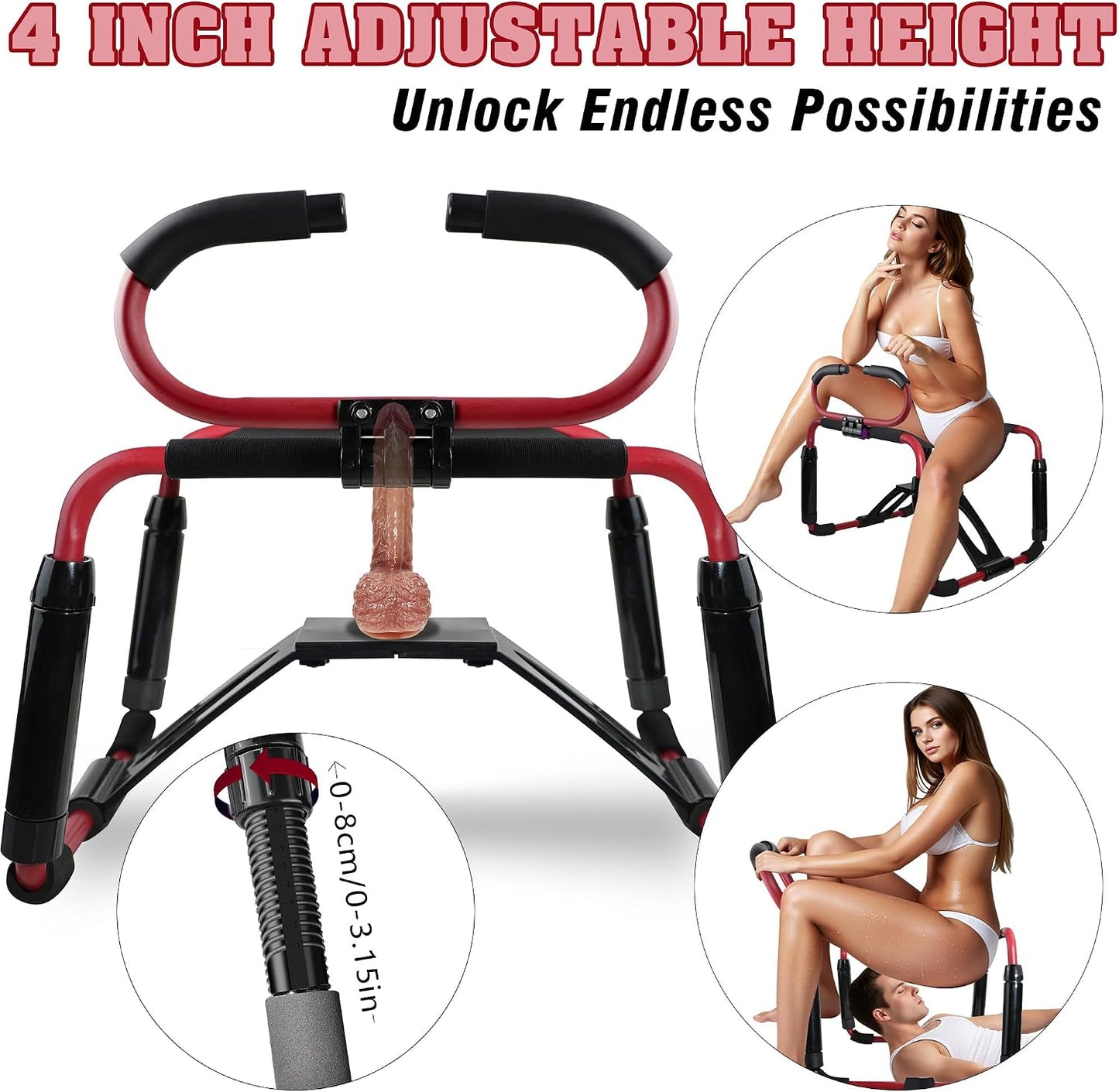 CrimsonVice Sex Chair | 500lb Support Bench with 8in Dildo