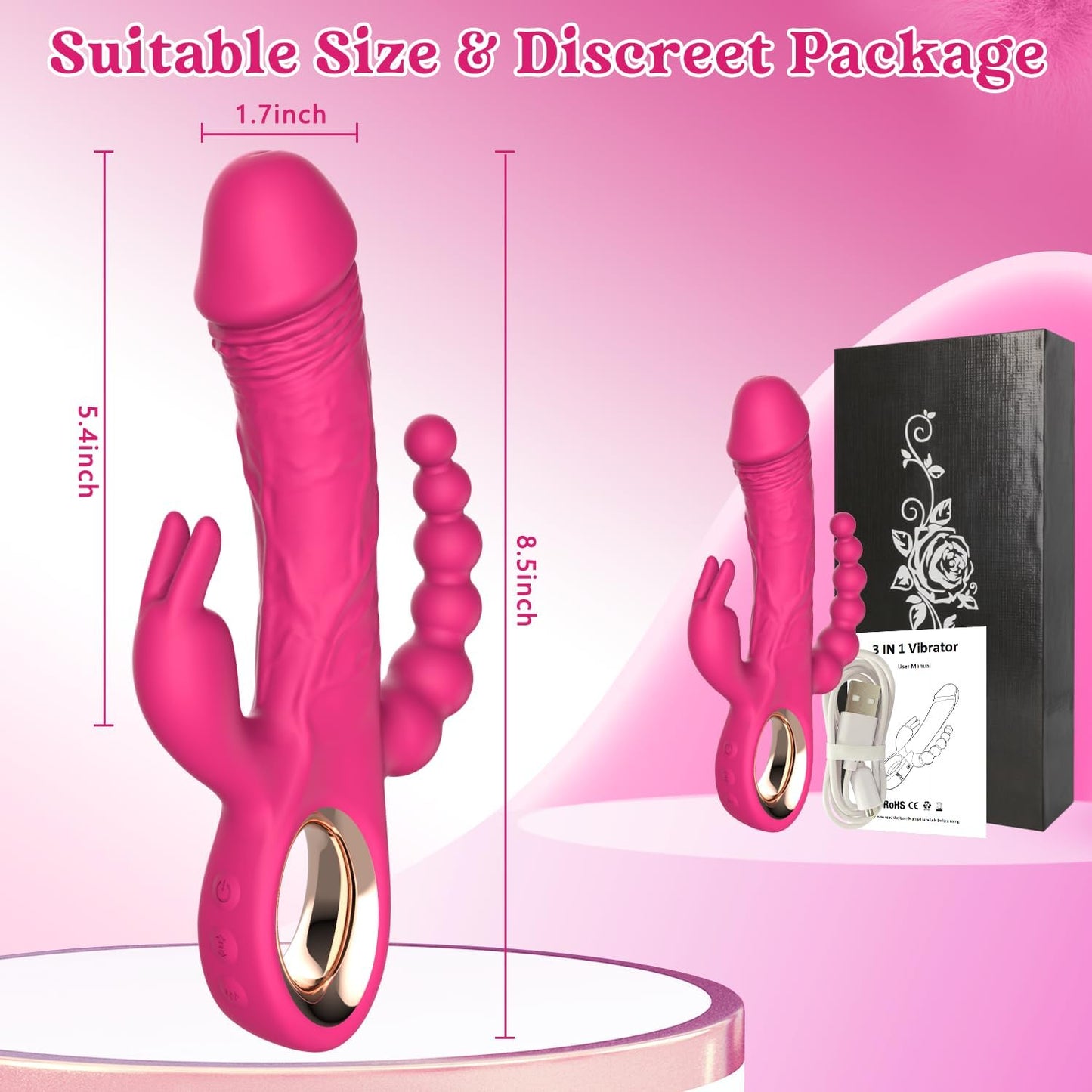 Thrusting Rabbit Vibrator for Blended Full - Body Pleasure, with G Spot & Clitoral Stimulation for Pinpoint Ecstasy, and an Ergonomic Handle for Effortless Control - SinfulX - 
