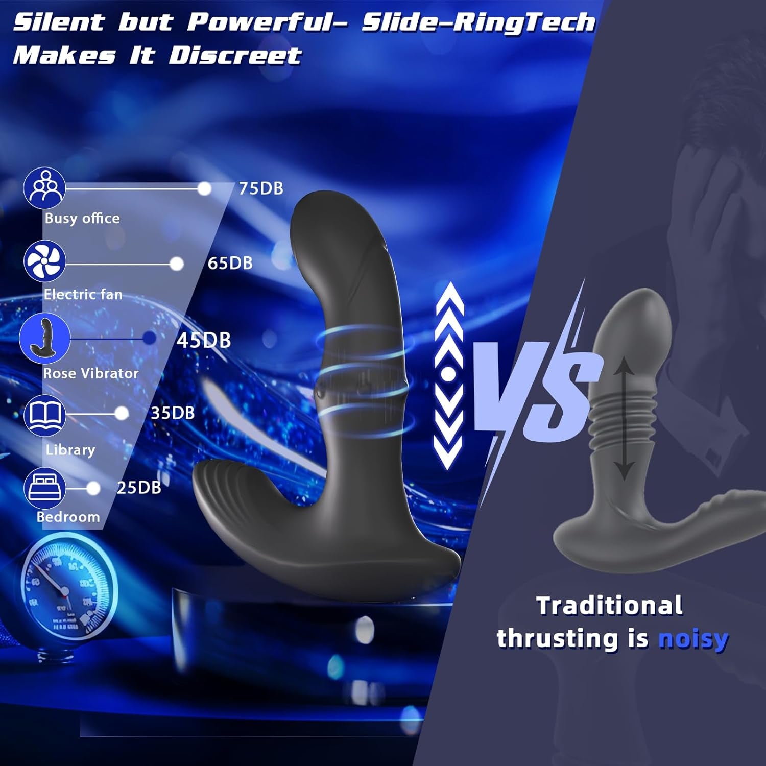 Wiggling Prostate Massager with Beaded Thrusting Ring, Vibrating Anal Butt Plug, App Remote Control Anal Male Adult Sex Toys for Men Women Couples, Anal Dildo Vibrator Sex Toy Game Play - SinfulX - 