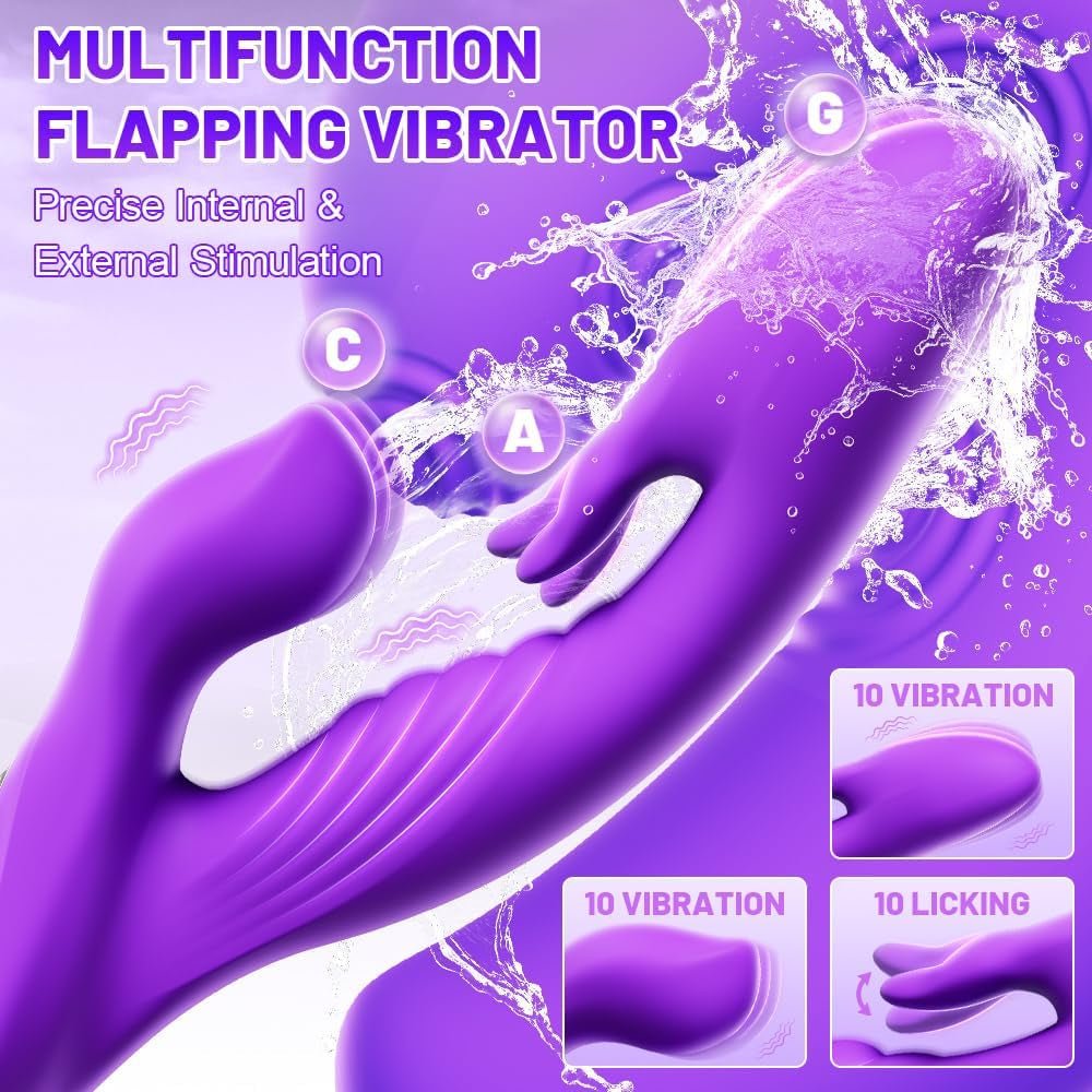 G Spot Tongue Vibrator,Rabbit Sex Toys for Licking Clitoris Stimulation with 10 Tongue Licking & Flapping Vibrating Mode, Rechargeable Waterproof Thrusting Dildo Adult Sex Toys for Women Couple Fun - SinfulX - 