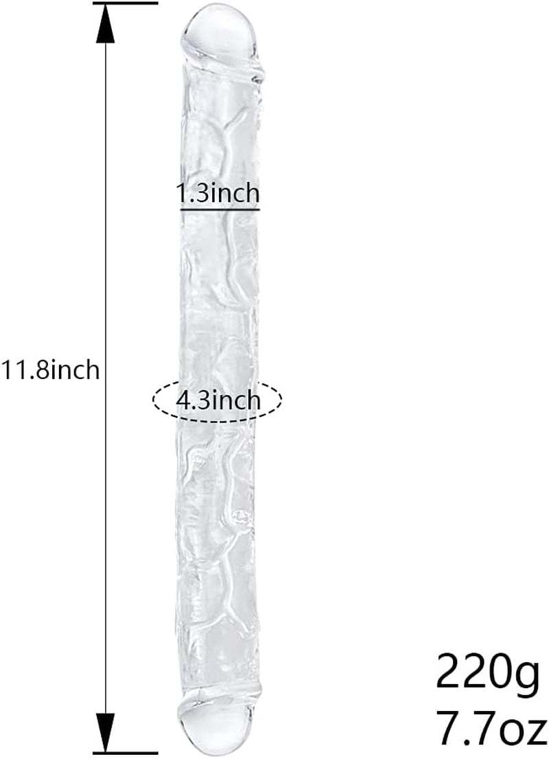 11.8 * 1.3 Inches Small Double Dildo Clear Jelly Realistic Anal Long Dildo Penis with Veins and Glans Adult Sex Toys for Women/Men/Lesbian - SinfulX - 