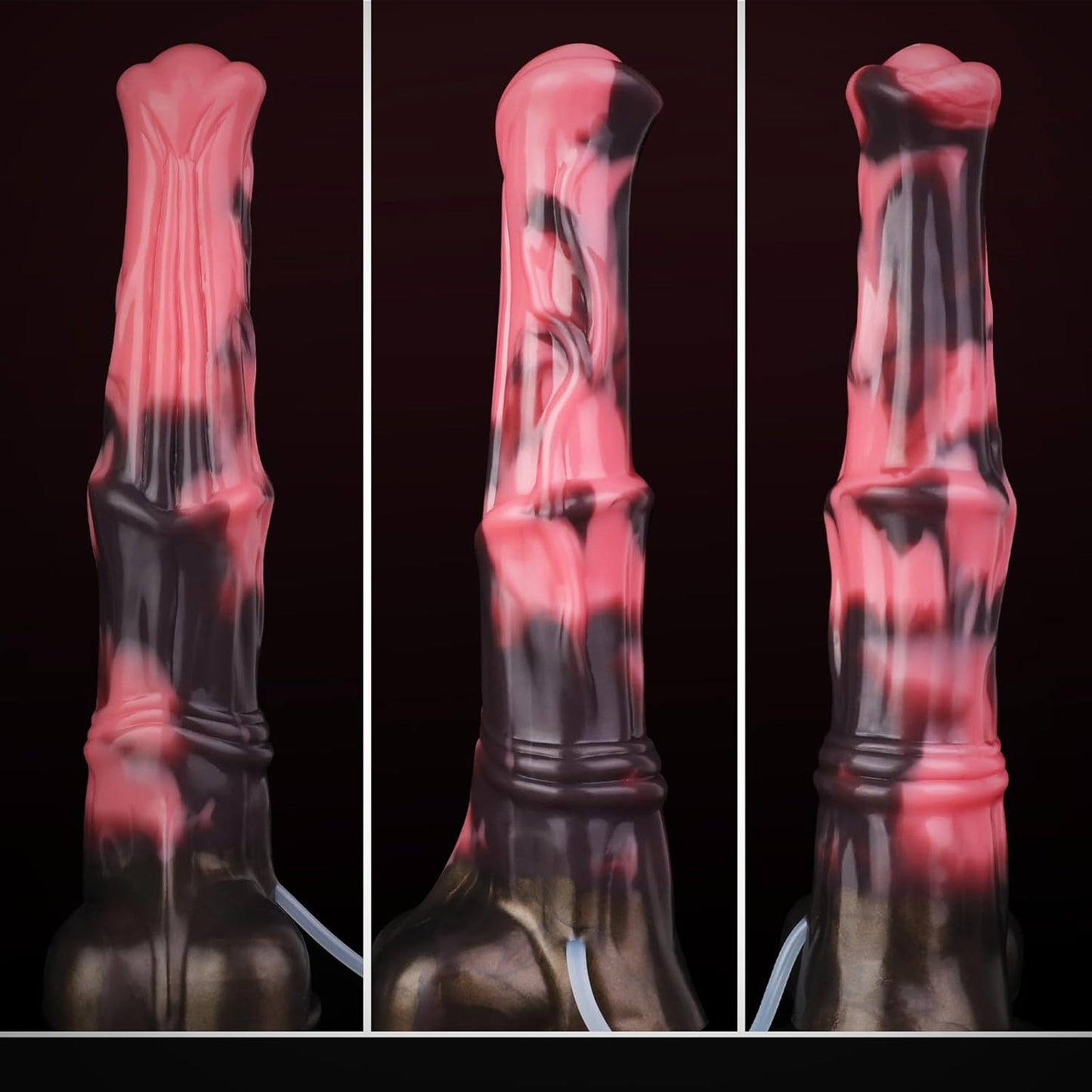 12 Inch Horse Dildo Huge Pink Black Squirting Ejaculating Silicone Dildos with Ring Shaft and Strong Hands Free Suction Cup Waterproof Animal Dildo Large Anal Plug Sex Toy Suitable for Adult Men Women - SinfulX - 