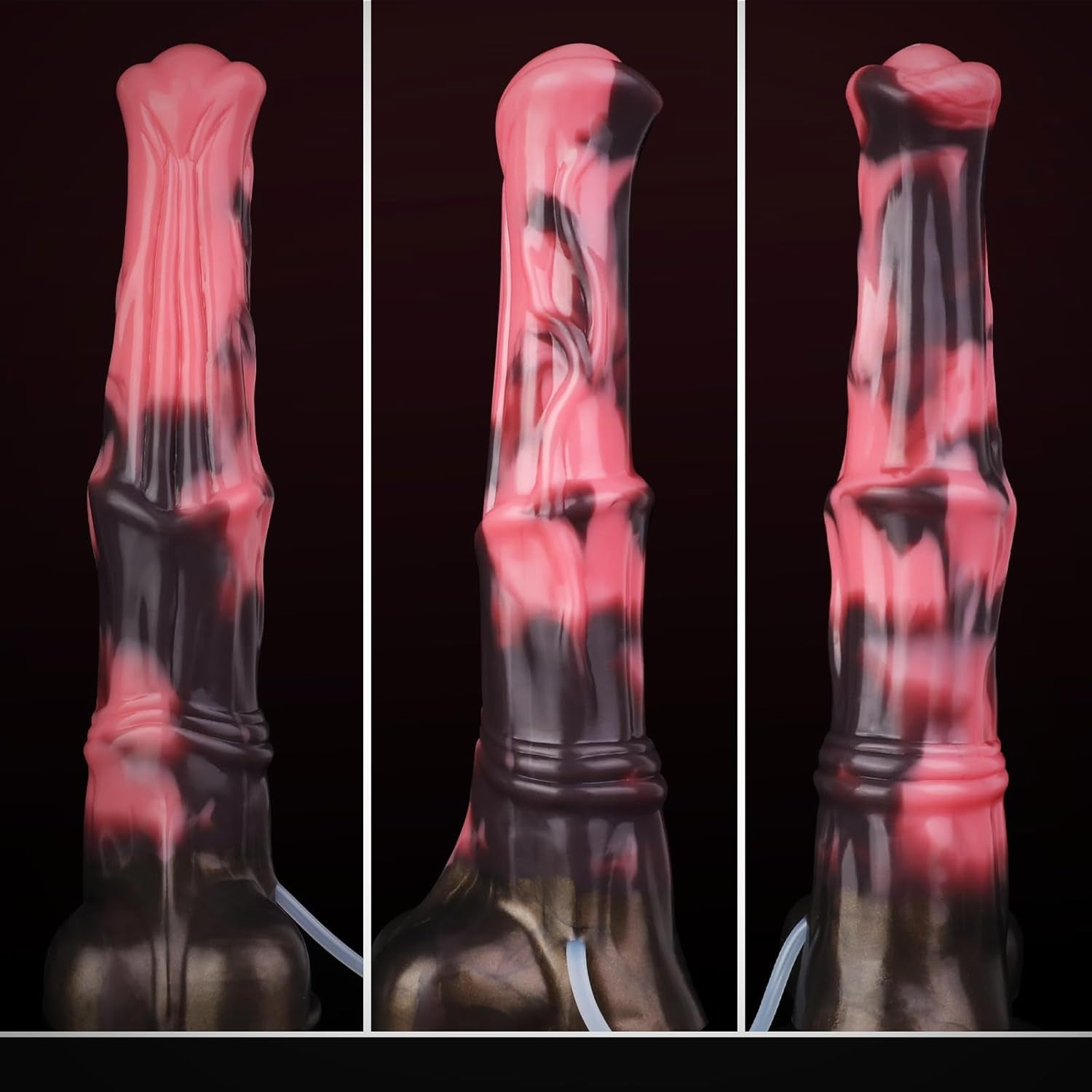 12 Inch Horse Dildo Huge Pink Black Squirting Ejaculating Silicone Dildos with Ring Shaft and Strong Hands Free Suction Cup Waterproof Animal Dildo Large Anal Plug Sex Toy Suitable for Adult Men Women - SinfulX - 
