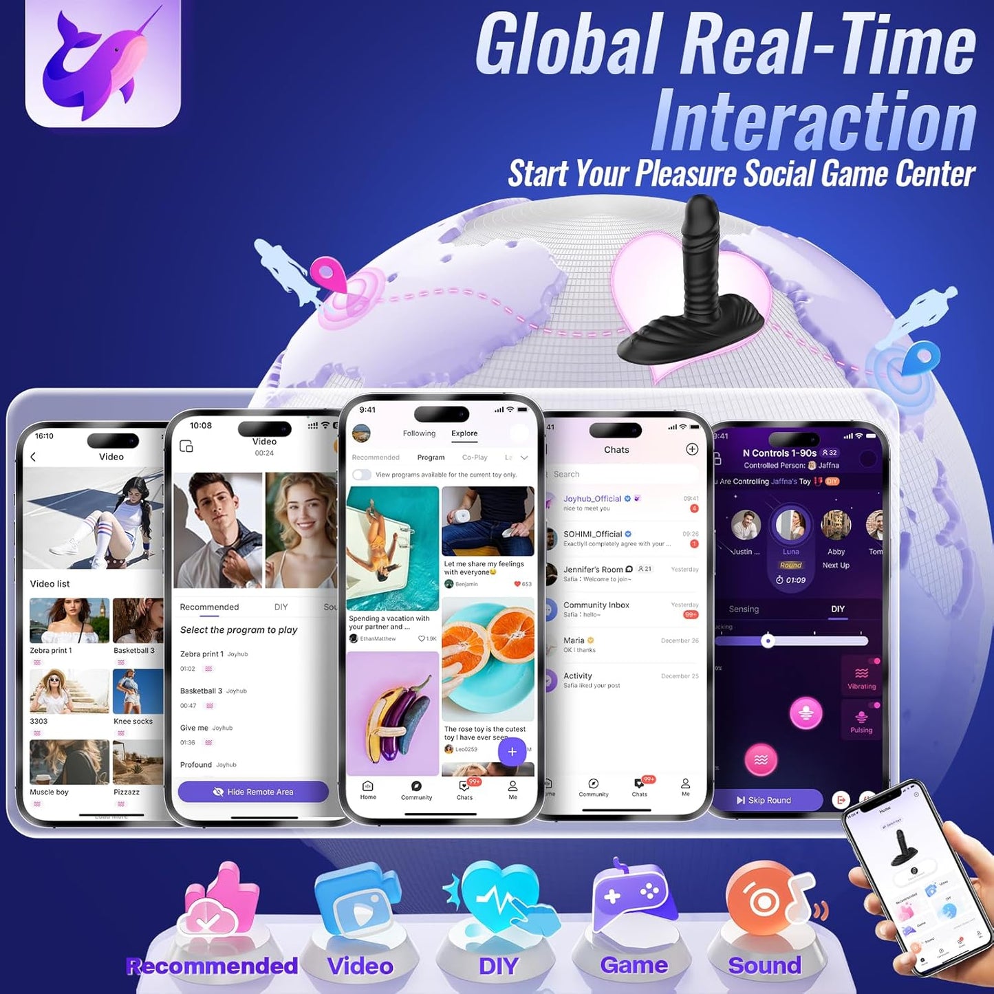 Belsar Prostate Massager Male Sex Toys for Men, Riding Grinding but Plug Anal Toys Women Sex Toy Adut Toys AI APP Remote Control 9 Vibrating 3 Thrusting, Anal G Spot Vibrator Strapless Strap - On Dildo - SinfulX - 