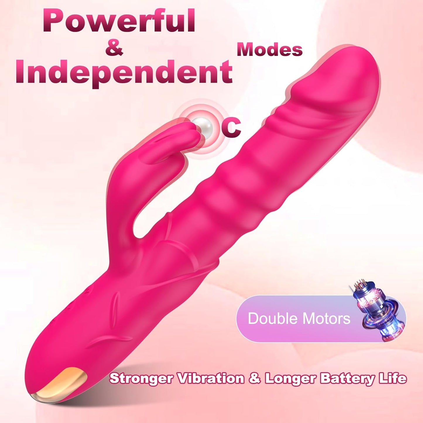 BlushAura Rose Thrusting Rabbit Vibrator 3 Thrust 10 Modes - SinfulX - 