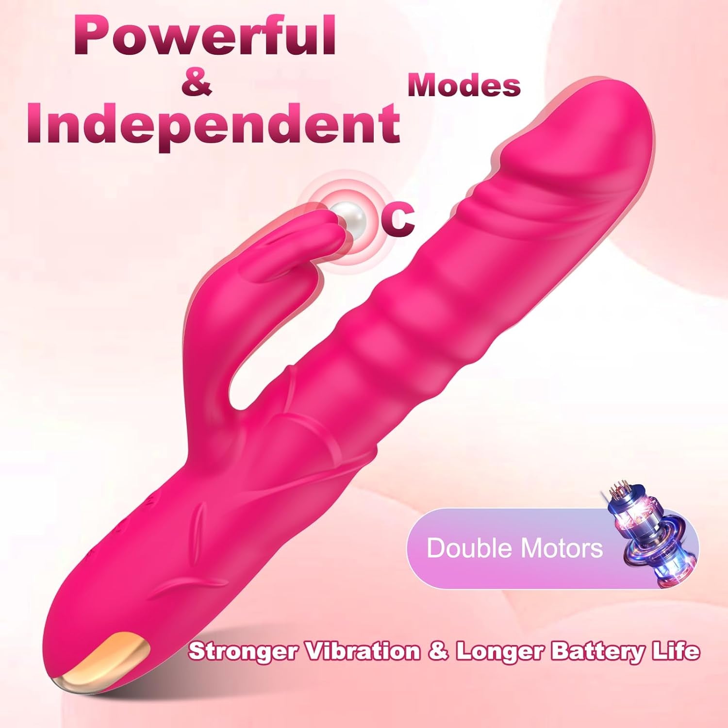 BlushAura Rose Thrusting Rabbit Vibrator 3 Thrust 10 Modes - SinfulX - 