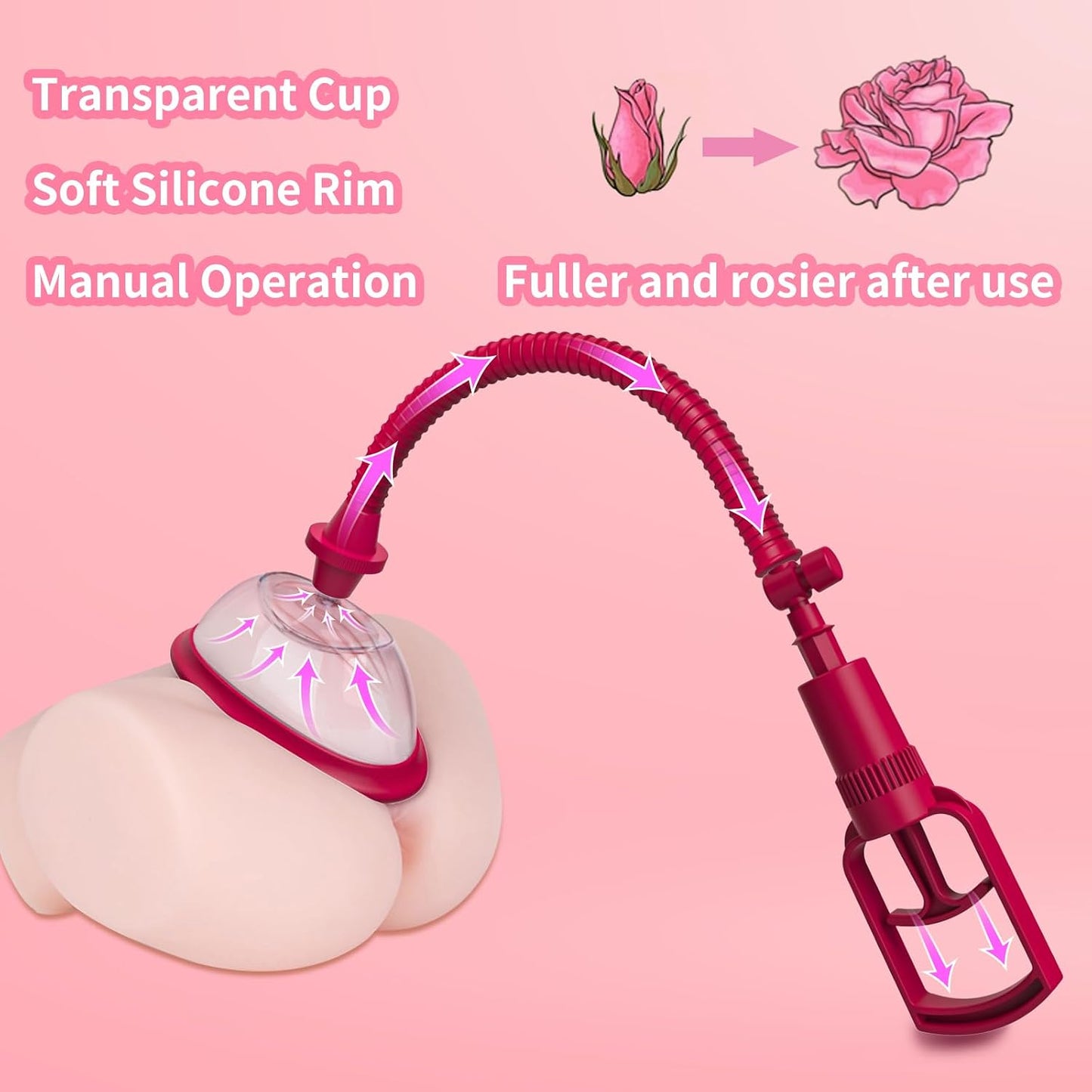 Pussy Pump Sex Toys for Women, Vagina Pump Women Sex Toys, Manual Vacuum Clit Pump Increased Sensitivity Powerful Suction Stimulate Clitoris Enhances Sexual Pleasure Tools for Women Red