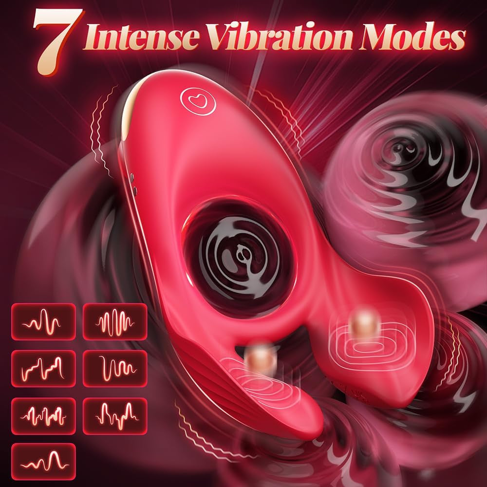 Vibrating Cock Ring Couples Game Sex Toys for Men Women, Male Penis Ring Silicone Sleeve Adult Toys Rose Tool with 3 Motor & 7 Vibrations for Clitoral Testicle Dual Stimulation Sensory Pleasure Toy