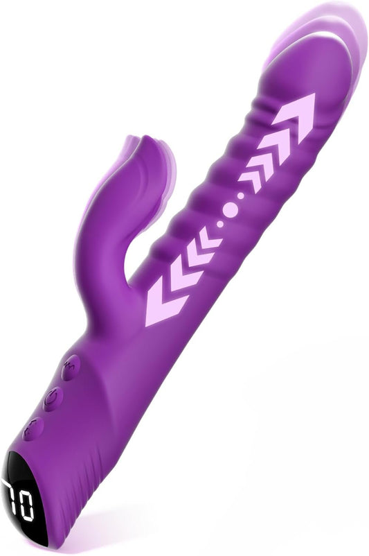 Thrusting Dildo Vibrator Adult Toys – G Spot Vibrator with 7 Thrusting Modes, IPX6 Waterproof & Type - C USB Rechargeable Silicone Dildos Thrusting Vibrator, Adult Sex Toys for Women - SinfulX - 