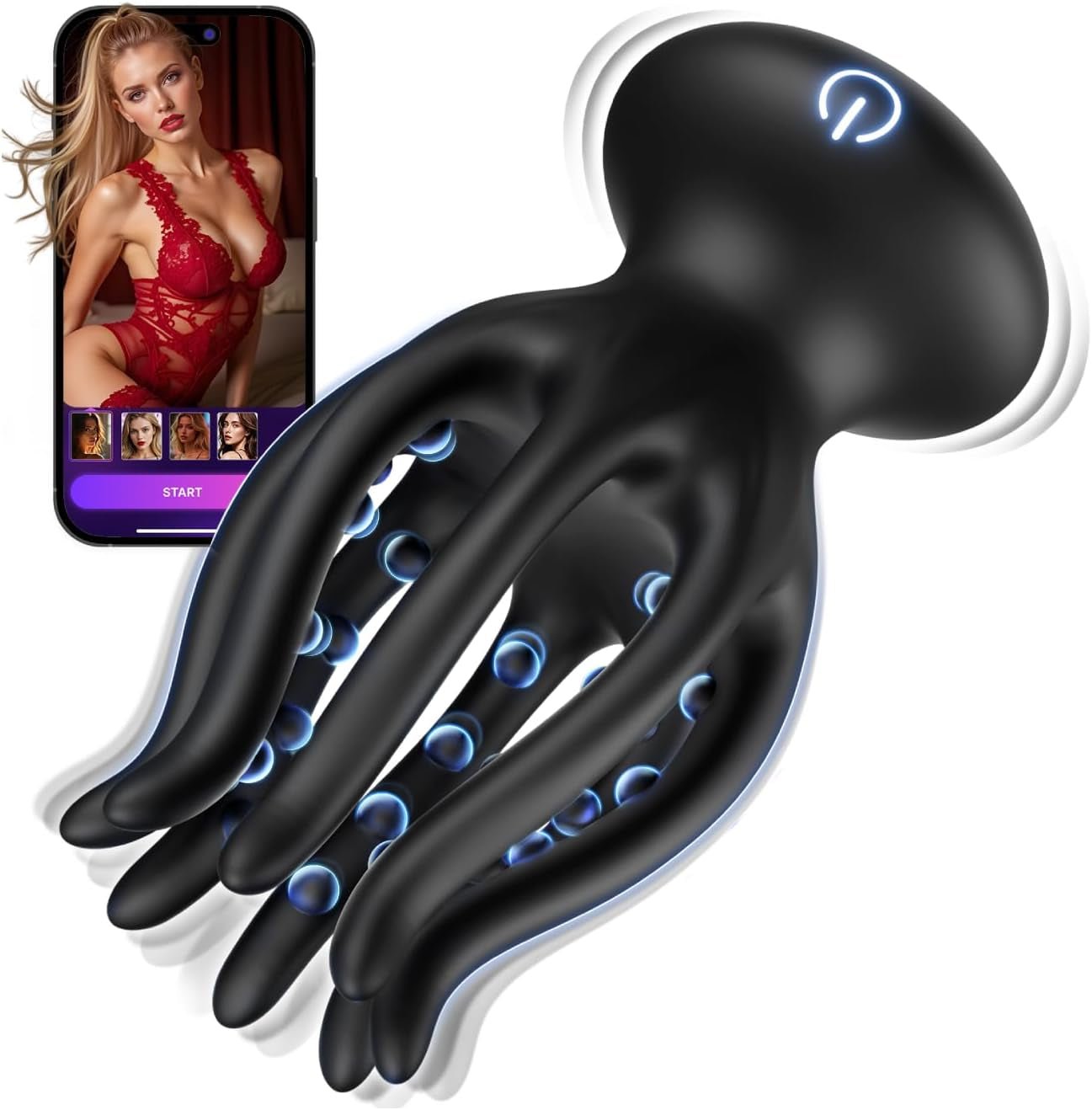 Male Sex Toys for Men Tentacle Shaped Penis Vibrator - Male Masturbator Couples Sex Toy with 10 Vibrating 360° Wrapping for Glans Clit Nipple Stimulation, Handheld Adult Toys for Men Women - SinfulX - 