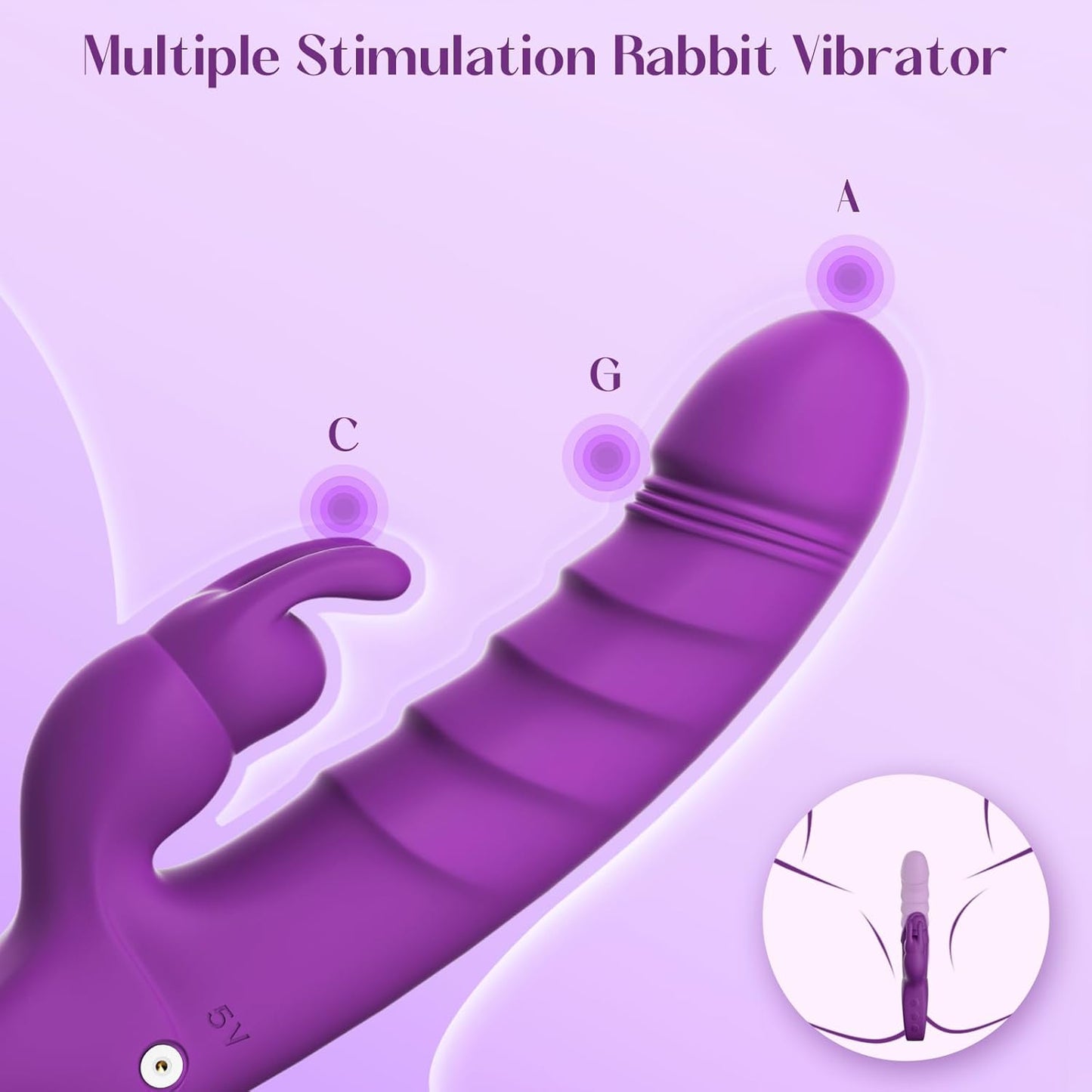 Thrusting Dildo Vibrator Sex Toys - Rose Toy Dildos with 7 Thrusting & Rabbit & Vibration Modes - Independent Control Adult Toys with Multiple Stimulation, Rabbit Vibrators for Women (Dark Purple) - SinfulX - 