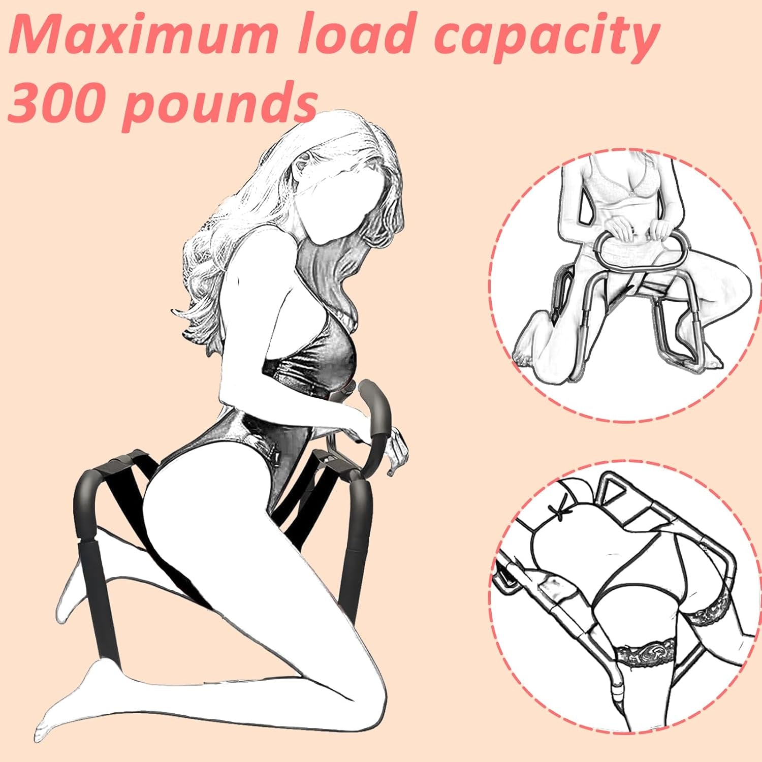 Sex Chair, Sex Position Enhancer Chair, Furniture Love Position Aids Chairs with Adjustable Handrail, Sex Bench for Couples - SinfulX - 