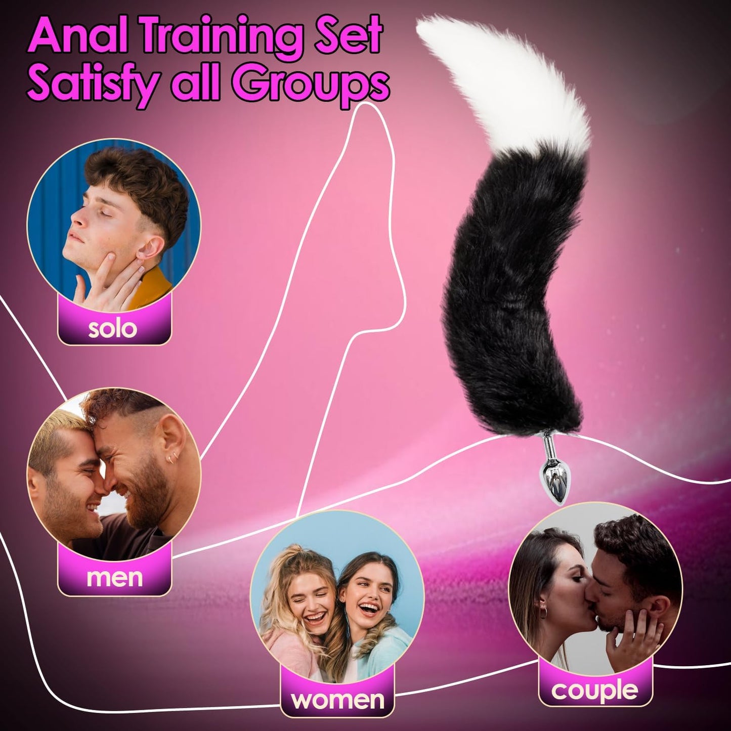 2PCS Anal Plug Vibrator Set – Remote Control Silicone Butt Plug & Fox Tail Metal Plug for Prostate and G-Spot Stimulation – Adult Toys for Men, Women, Beginners and Couples
