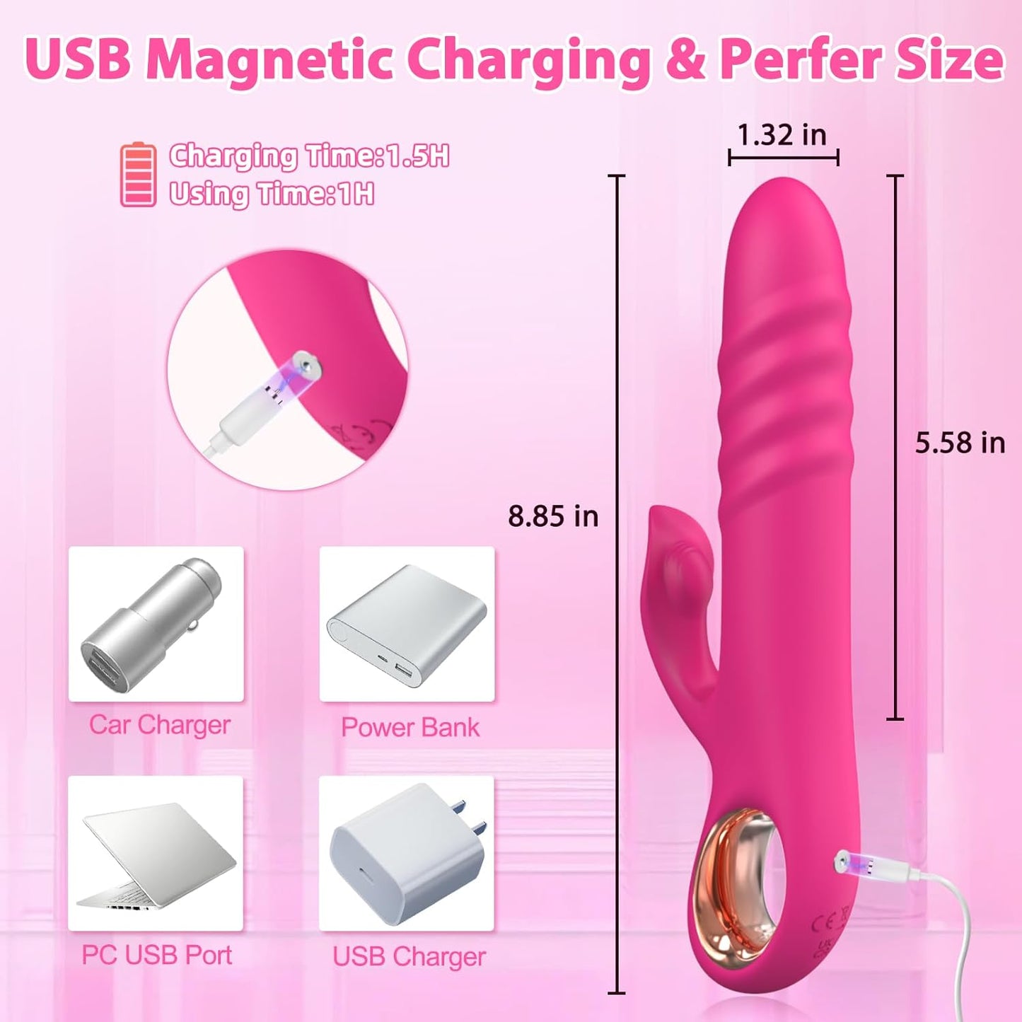Thrusting Vibrator Sex Toys - G Spot Dildo Vibrators with 10 Powerful Vibration 10 Thrust Modes, Rabbit Dildos Silicone Waterproof Clitoral Stimulator, Adult Sex Toy for Women