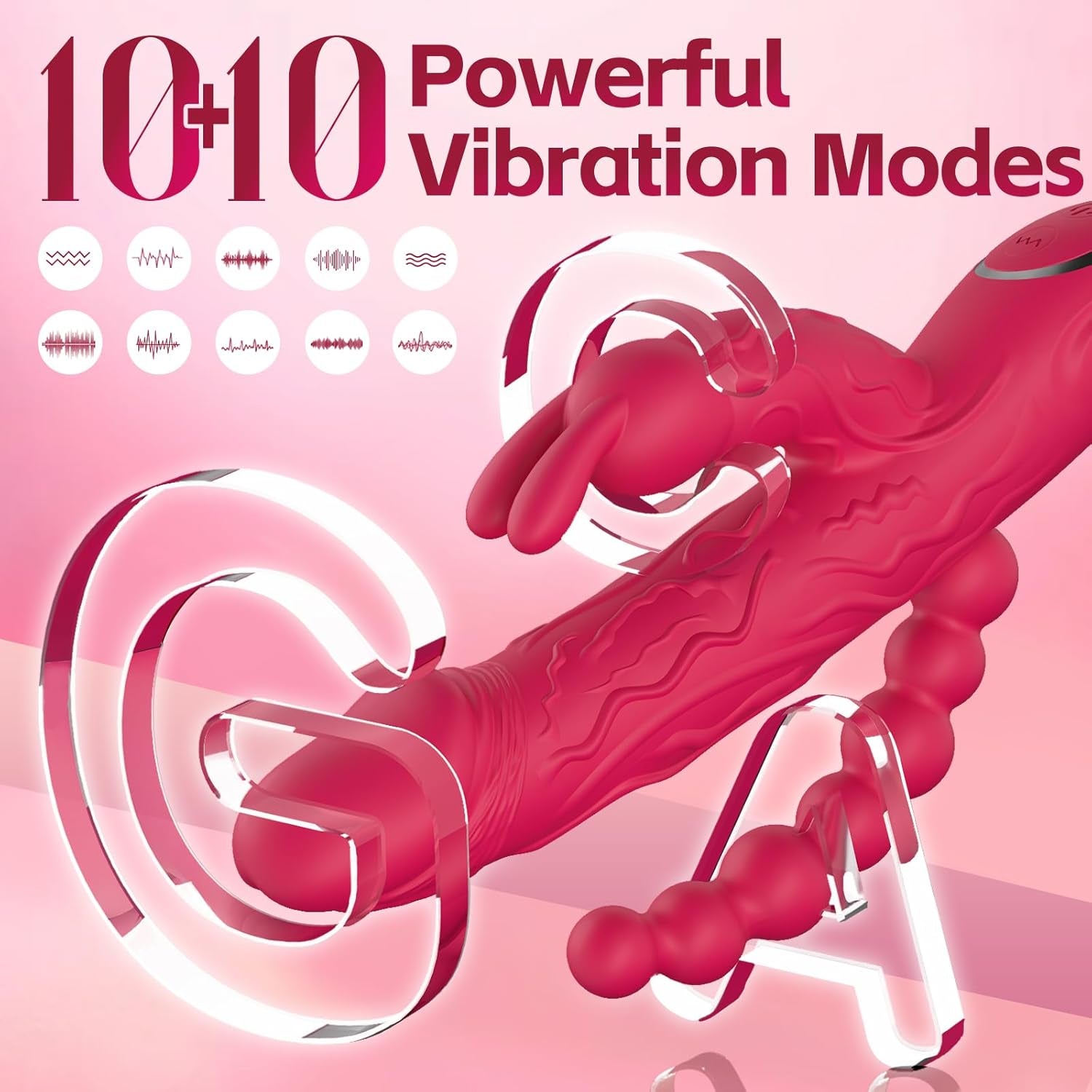 RoseFlux 3 - in - 1 Rabbit Vibrator 10 Modes Silicone Waterproof - SinfulX - 