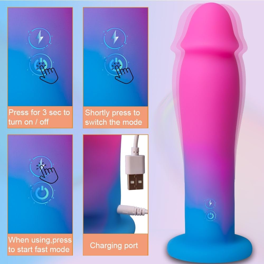 Vibrating Dildo Adult Sex Toy - 8 Vibration Modes & One - Key Orgasm,7.5'' Big Realistic Dildo Vibrator for Women G - Spot Clitoris Men Anal Prostate Stimulation,Strong Suction Cup for Hands - Free/Strap - On - SinfulX - 