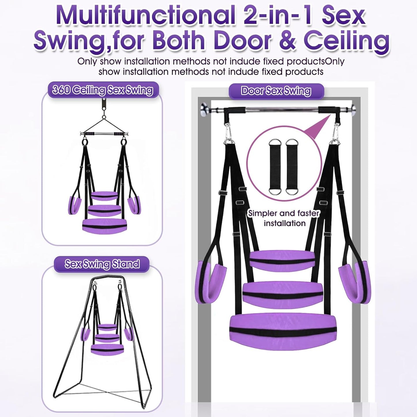 VioletBond Purple BDSM Sex Swing Adjustable - SinfulX - 