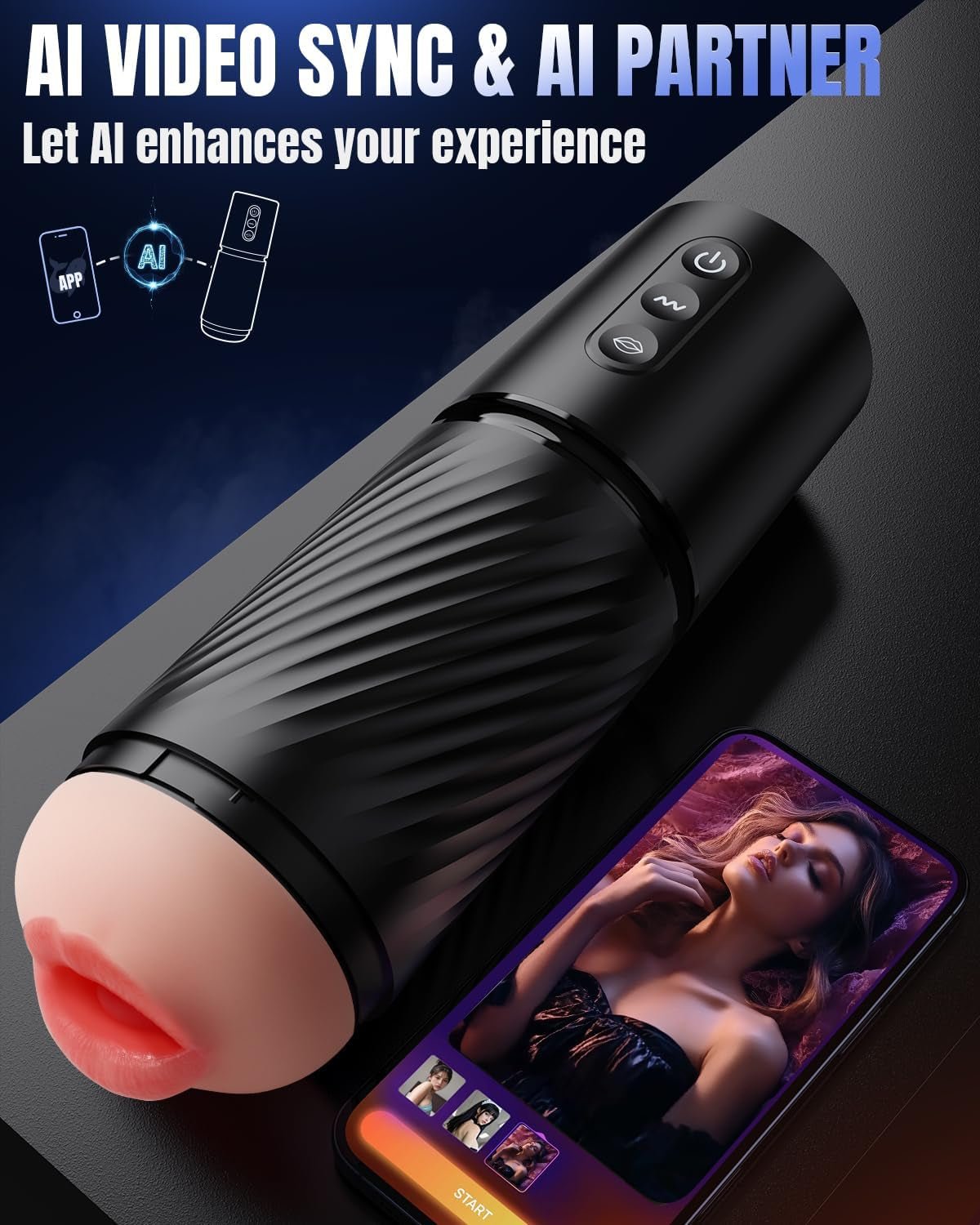 Sex Toys for Men Male Masturbator - 3 Sleeves AI Sync Pocket Pussy Mens Sex Toy with 10 Sucking & 10 Dual Vibrating, APP Control Penis Pump Adult Toy Male Stroker Blowjob Machine Massage Kits - SinfulX - 
